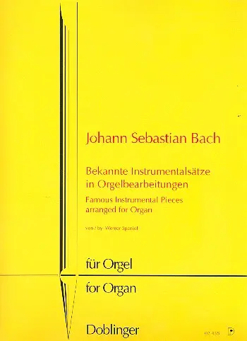 Cover: 9790012190837 | Bekannte Instrumentalsätze in Orgelbearbeitungen | Bach