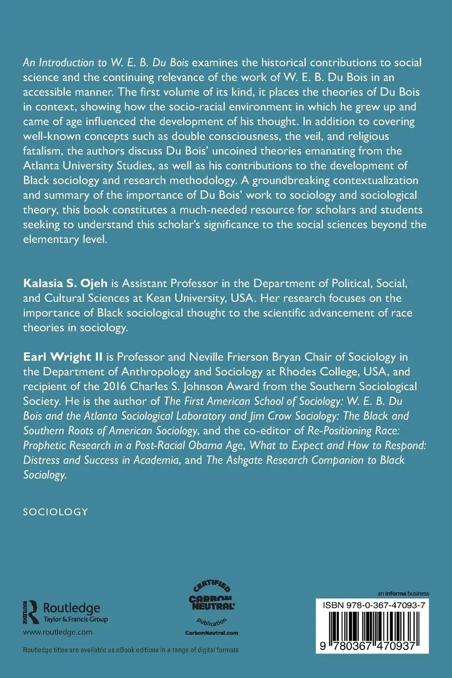 Rückseite: 9780367470937 | An Introduction to W. E. B. Du Bois | Kalasia S. Ojeh (u. a.) | Buch