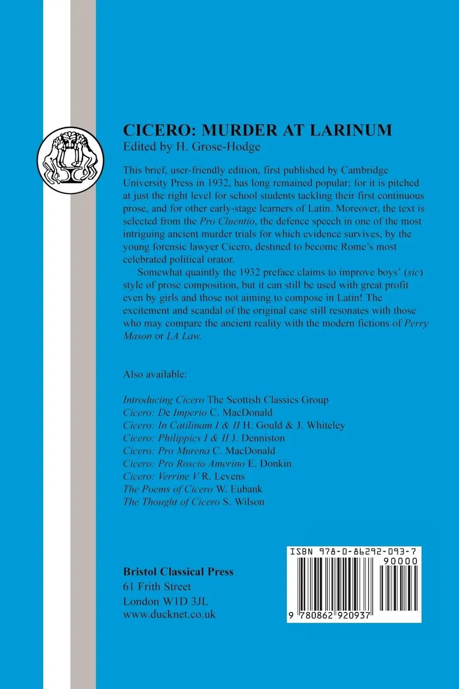 Rückseite: 9780862920937 | Cicero | Murder at Larinum: Selections from the Pro Cluentio | Buch