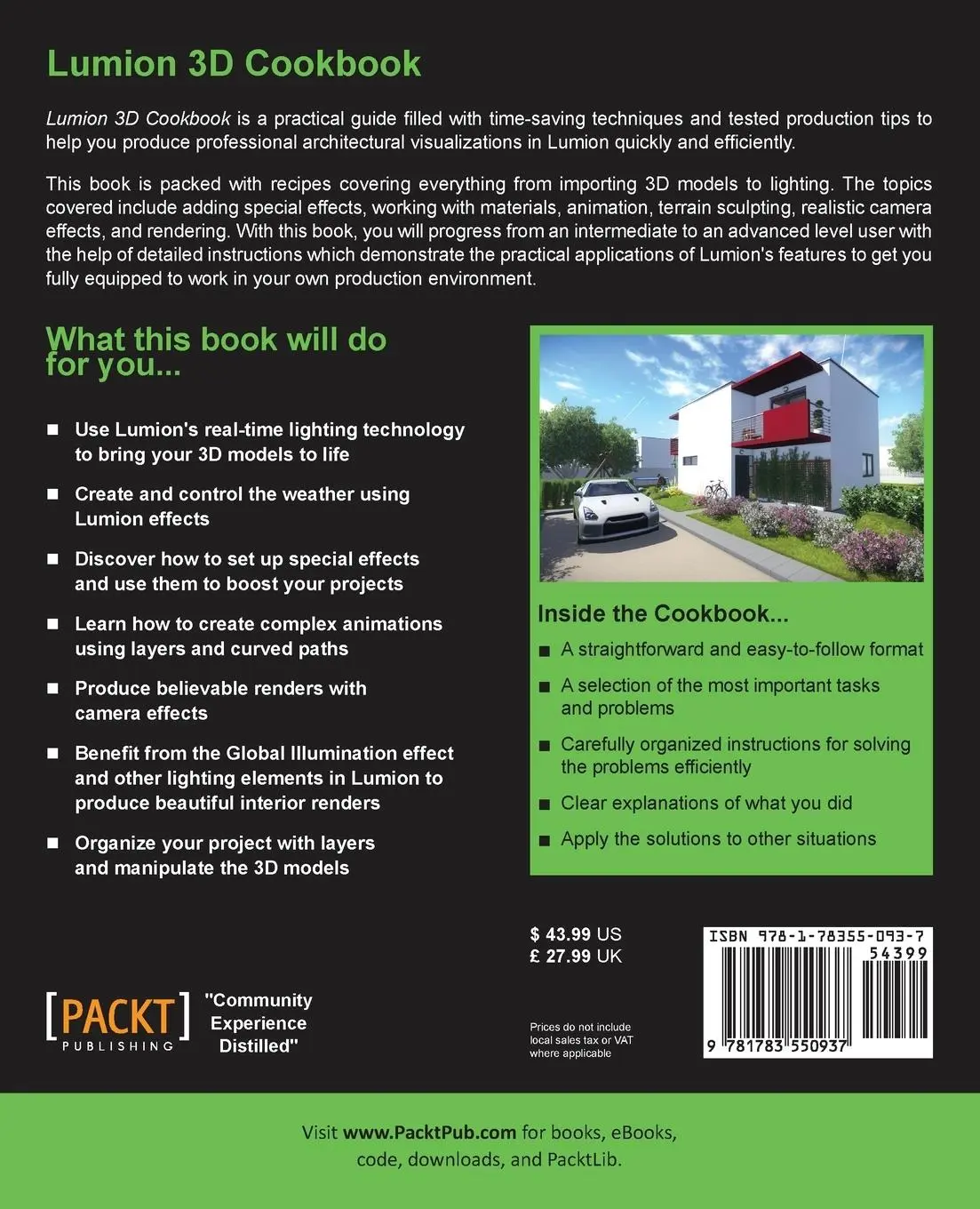Rückseite: 9781783550937 | Lumion 3D Cookbook | Ciro Cardoso | Taschenbuch | Englisch | 2014