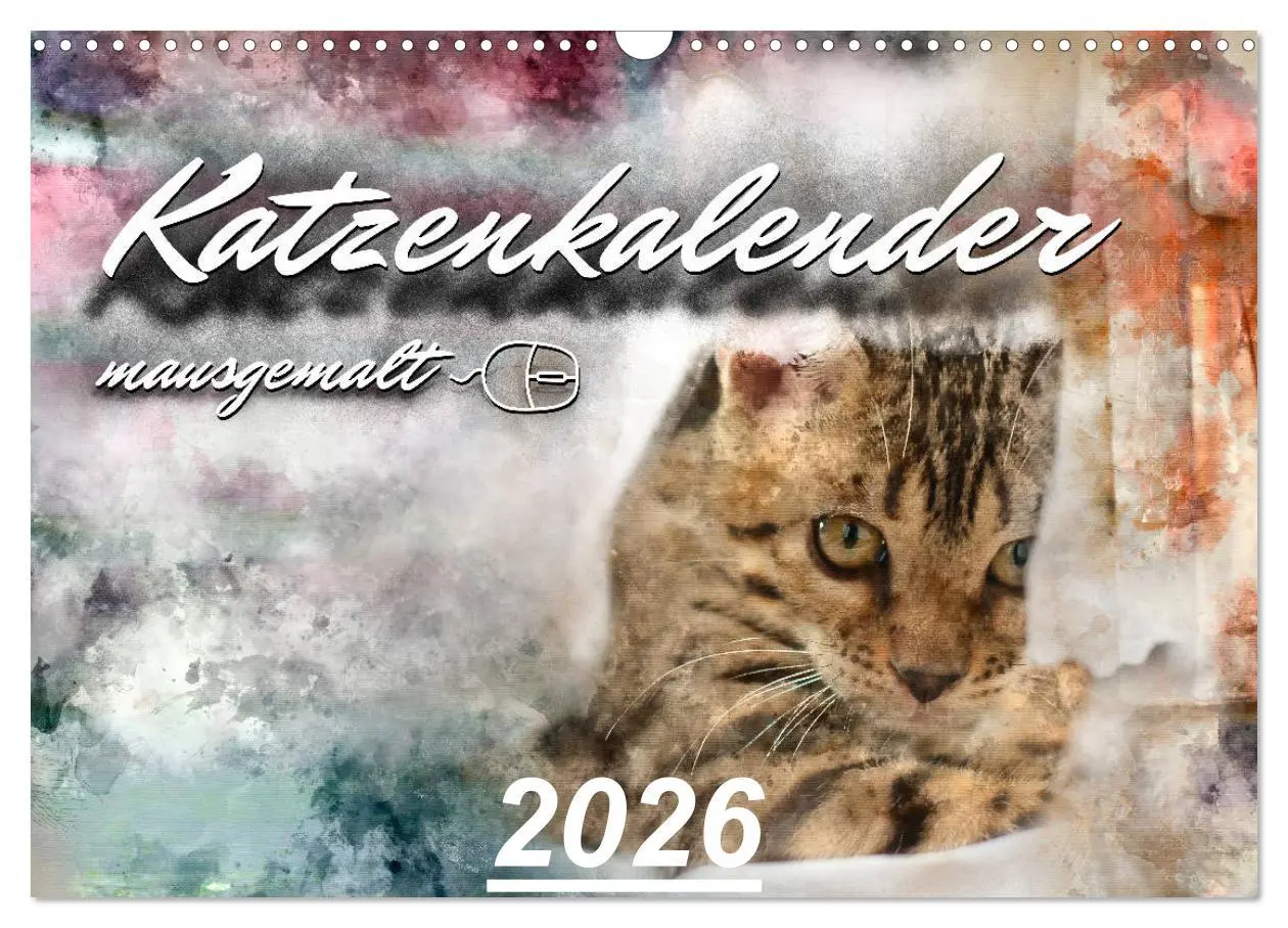 Cover: 9783457880937 | Katzenkalender mausgemalt (Wandkalender 2026 DIN A3 quer), CALVENDO...
