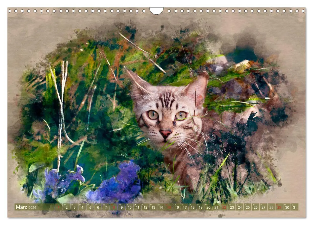 Bild: 9783457880937 | Katzenkalender mausgemalt (Wandkalender 2026 DIN A3 quer), CALVENDO...