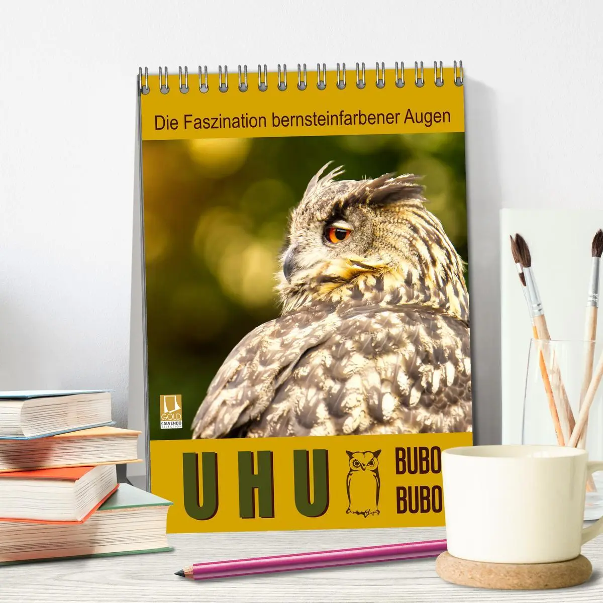 Bild: 9783516350937 | Uhu, die Faszination bernsteinfarbener Augen (Tischkalender 2026...