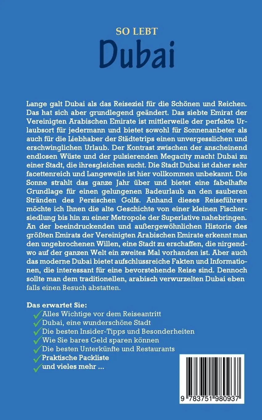 Rückseite: 9783751980937 | So lebt Dubai: Der perfekte Reiseführer für einen unvergesslichen...