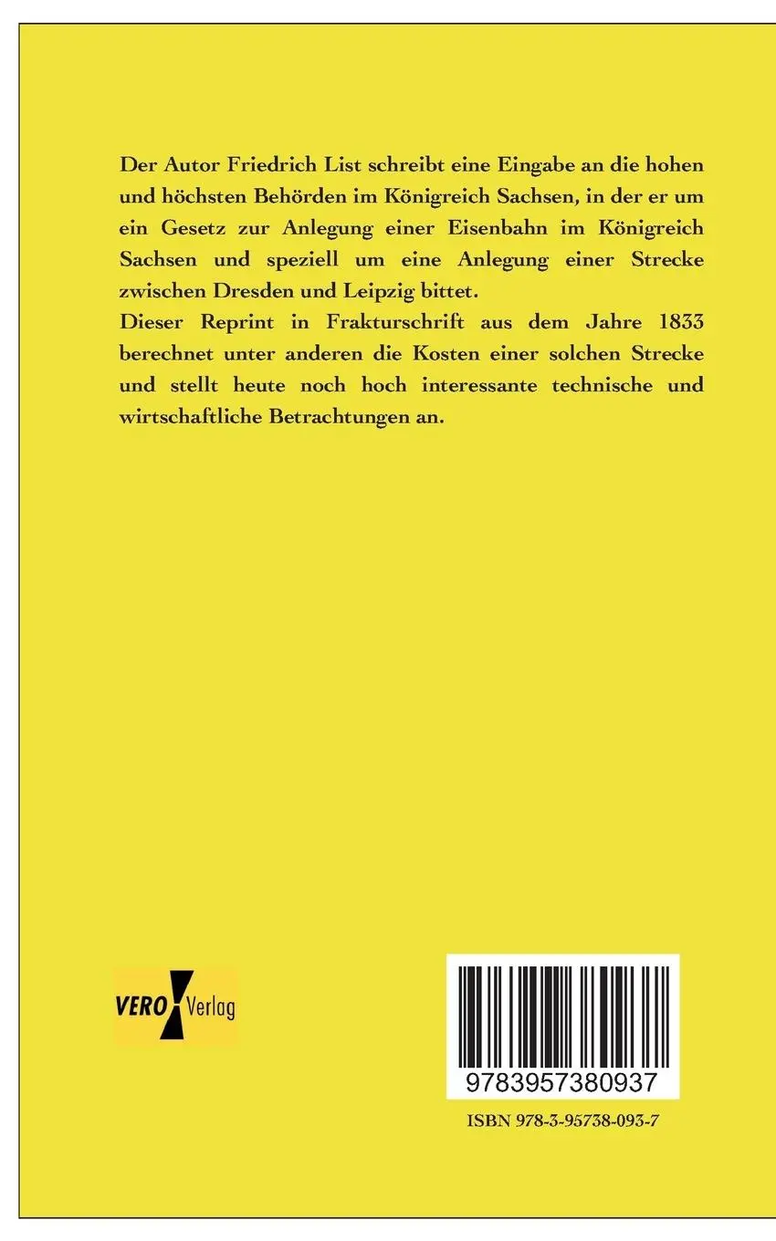 Rückseite: 9783957380937 | Über ein sächsisches Eisenbahn-System als Grundlage eines...