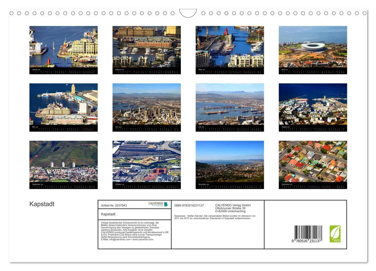 Bild: 9783516231137 | Kapstadt (Wandkalender 2026 DIN A3 quer), CALVENDO Monatskalender