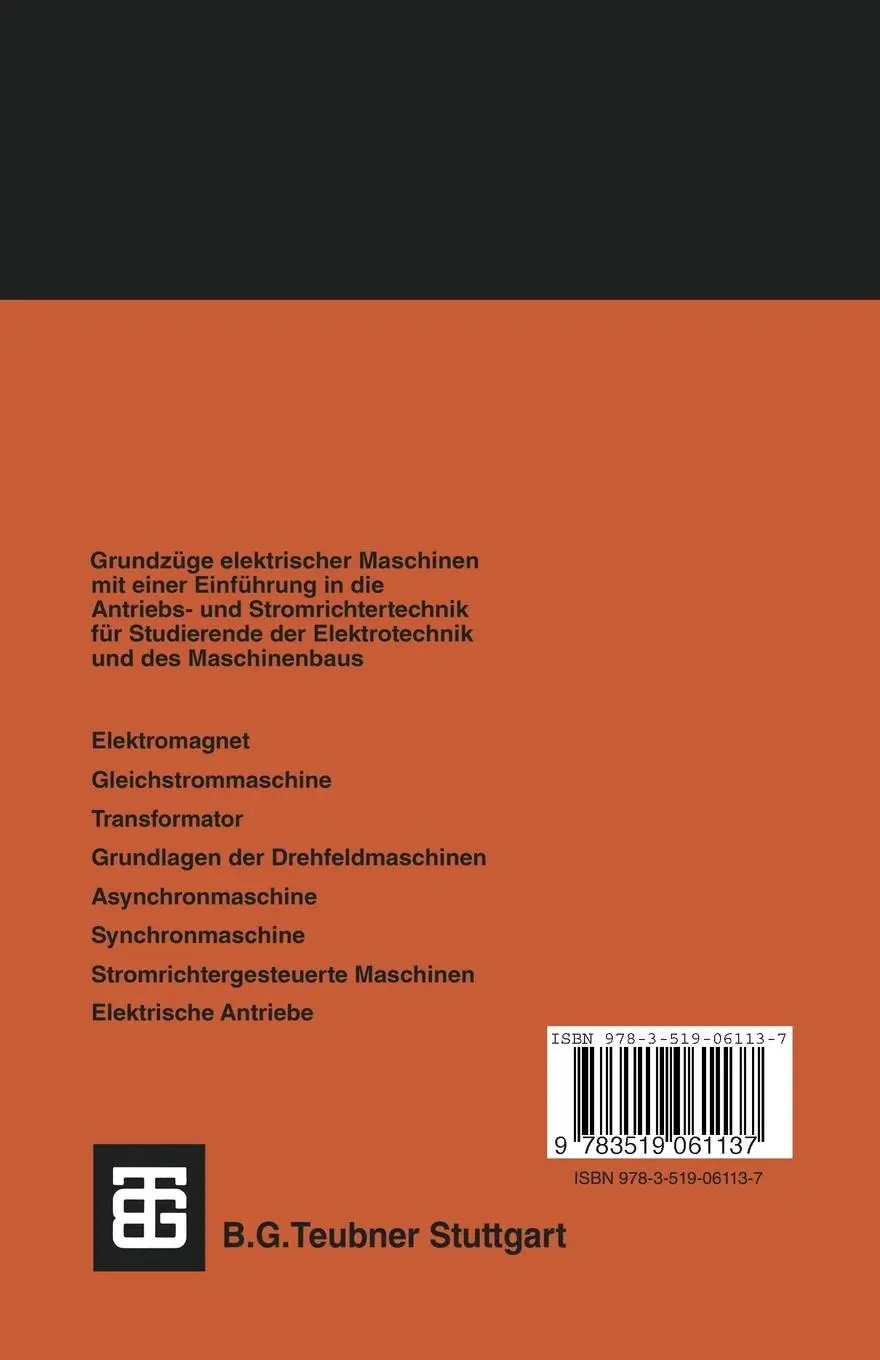 Rückseite: 9783519061137 | Grundzüge der elektrischen Maschinen | Hanskarl Eckhardt | Taschenbuch