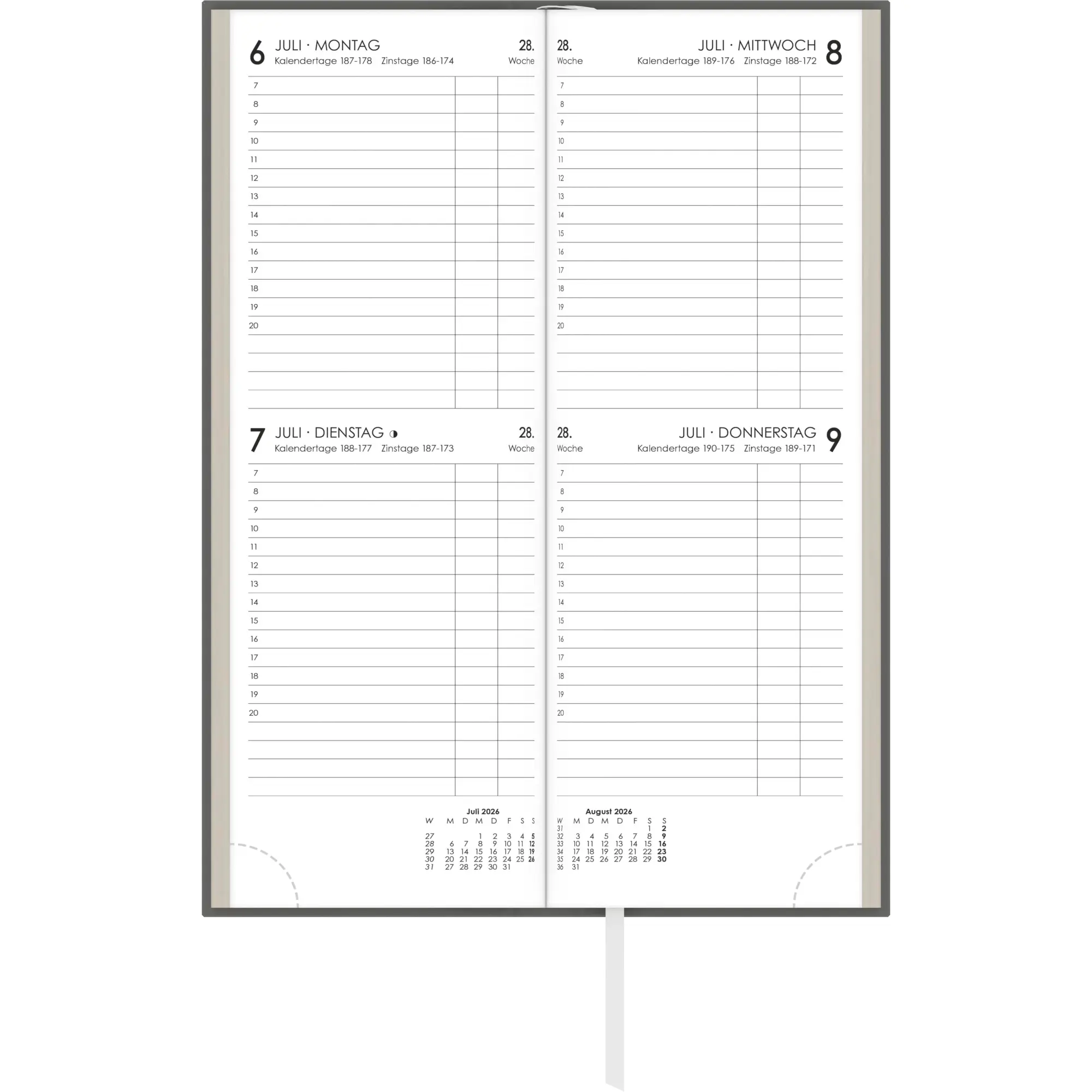 Bild: 4069095001237 | Tagevormerkbuch Leinen anthrazit 2026 2T/1S - 10,4x29,6 -...