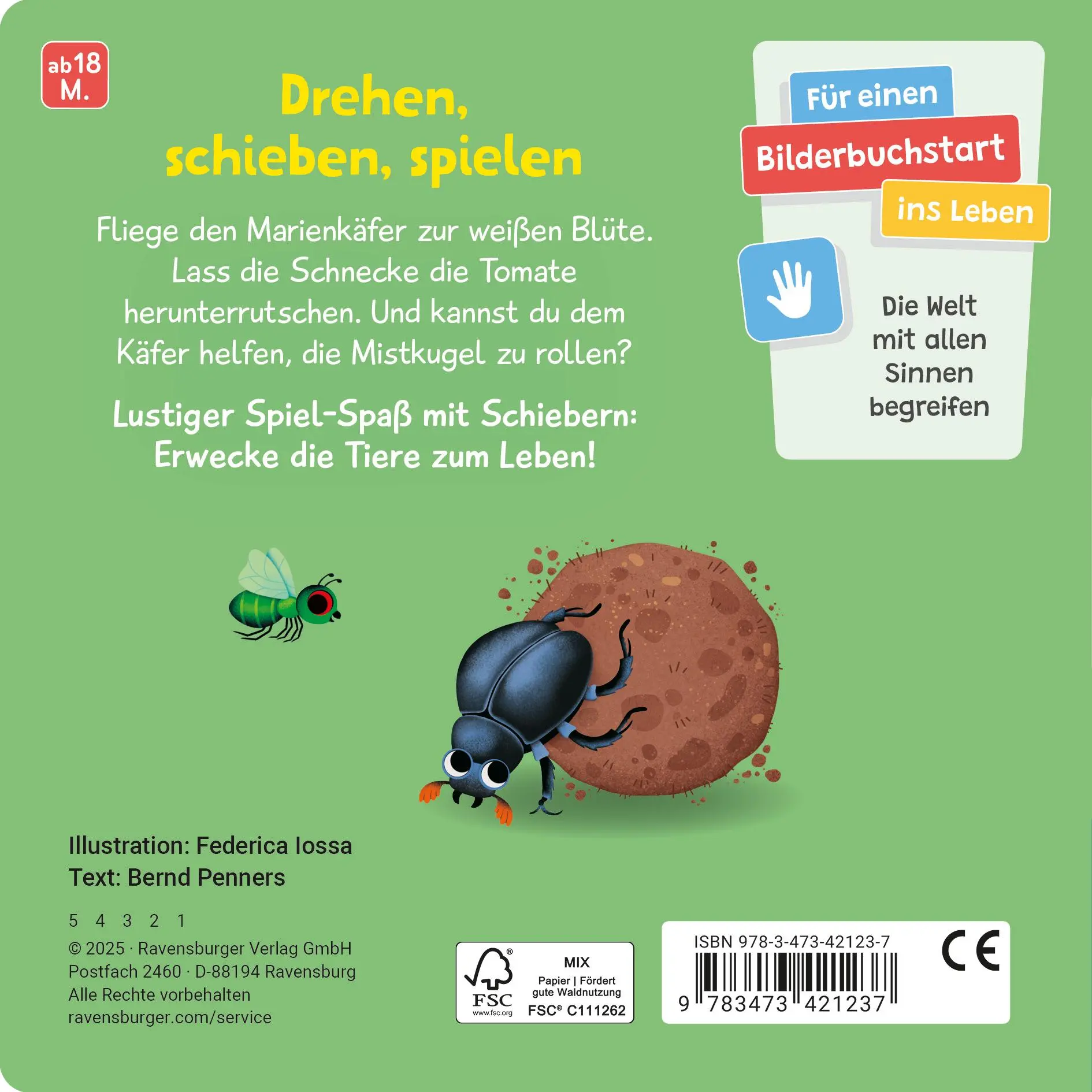 Rückseite: 9783473421237 | Mein Schiebe-Mitmachbuch - Kleine Tiere | Bernd Penners | Buch | 12 S.