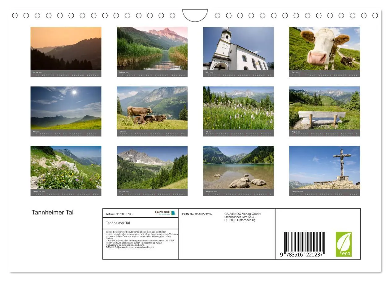 Bild: 9783516221237 | Tannheimer Tal (Wandkalender 2026 DIN A4 quer), CALVENDO...