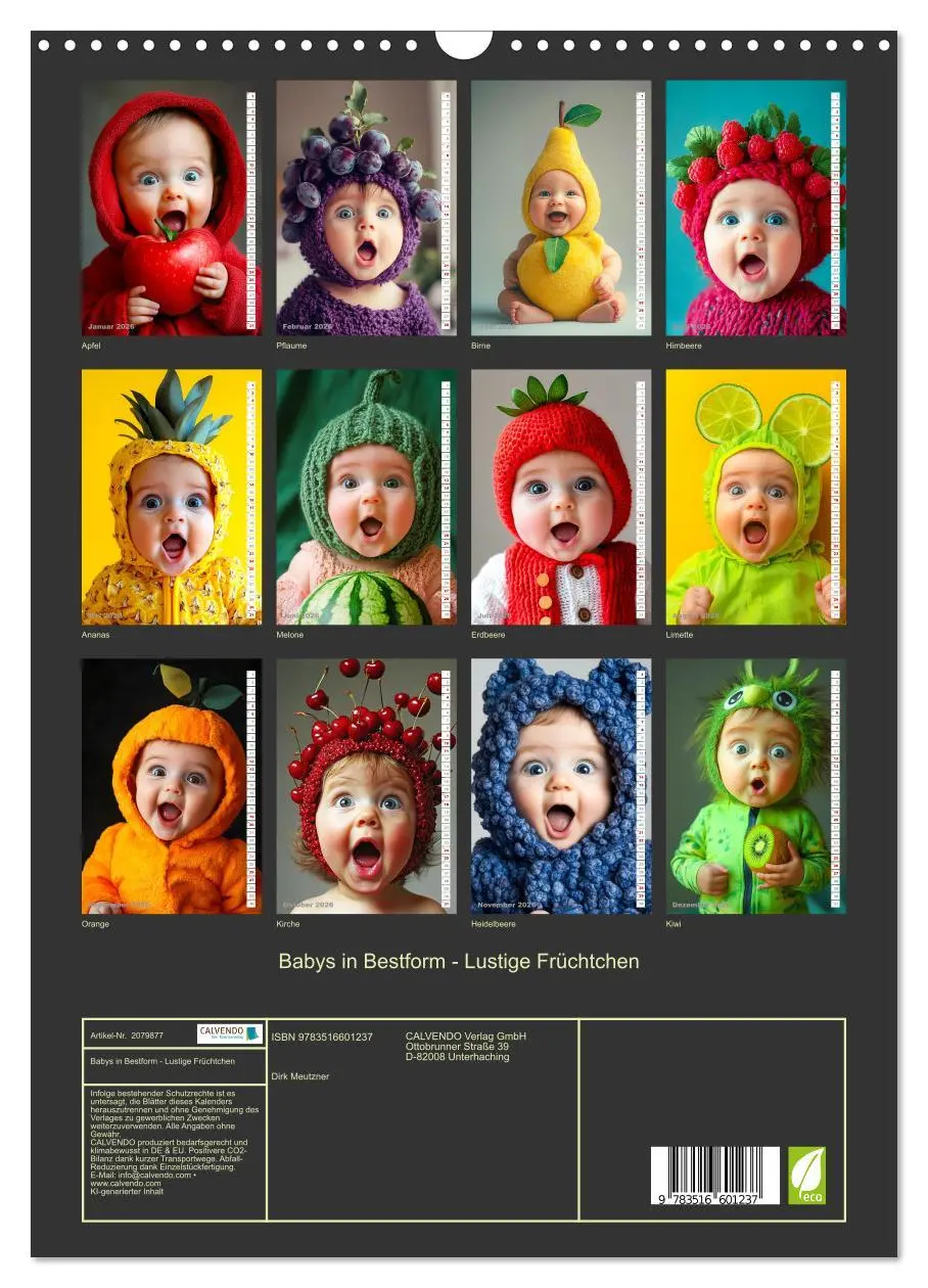 Bild: 9783516601237 | Babys in Bestform - Lustige Früchtchen (Wandkalender 2026 DIN A3...