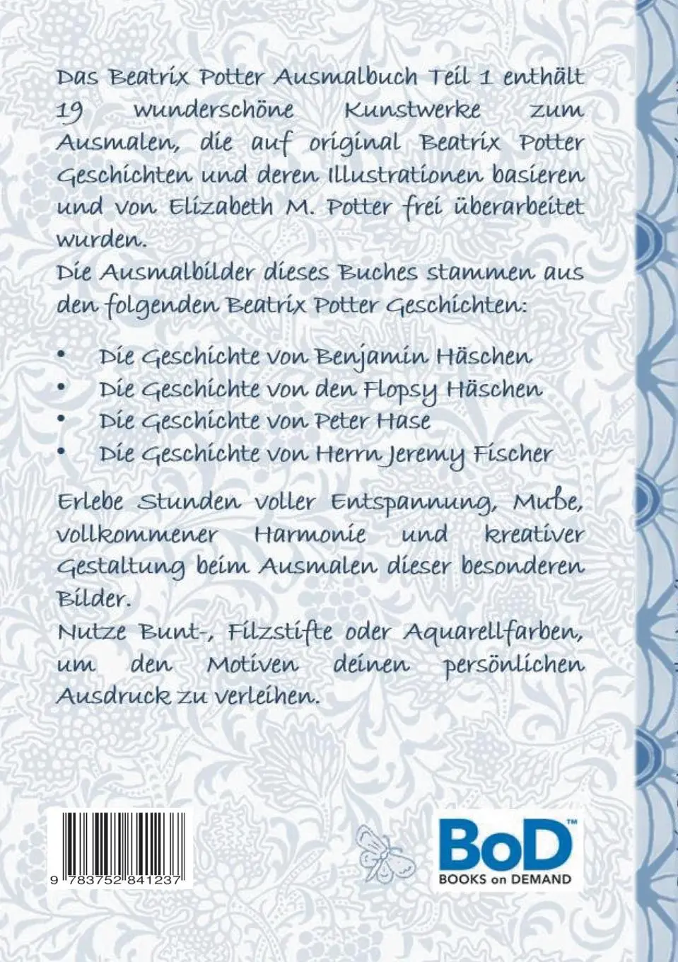 Rückseite: 9783752841237 | Beatrix Potter Ausmalbuch Teil 1 ( Peter Hase ) | Potter (u. a.)