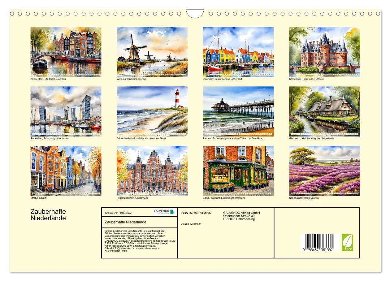 Bild: 9783457361337 | Zauberhafte Niederlande (Wandkalender 2026 DIN A3 quer), CALVENDO...