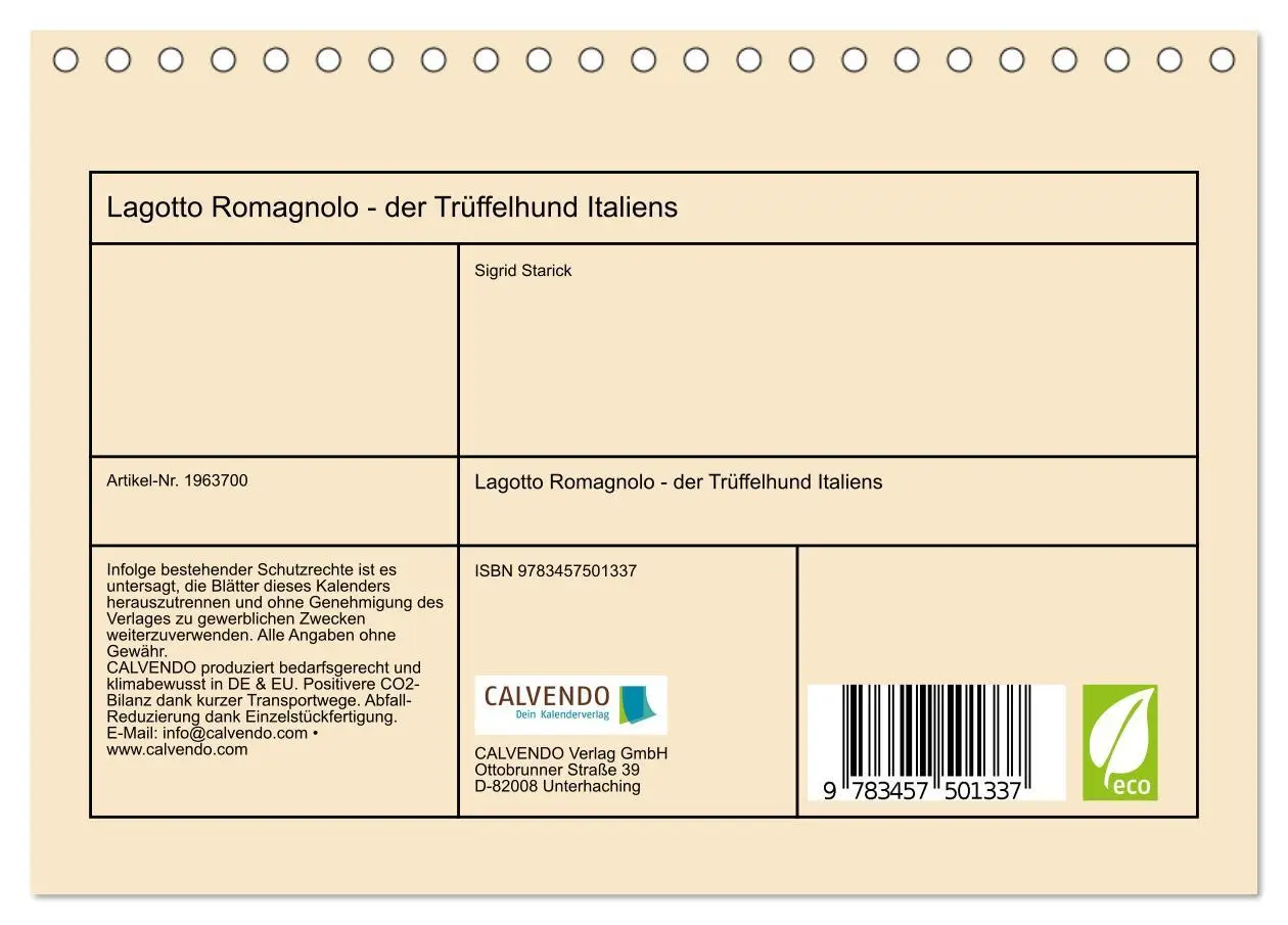 Bild: 9783457501337 | Lagotto Romagnolo - der Trüffelhund Italiens (Tischkalender 2026...