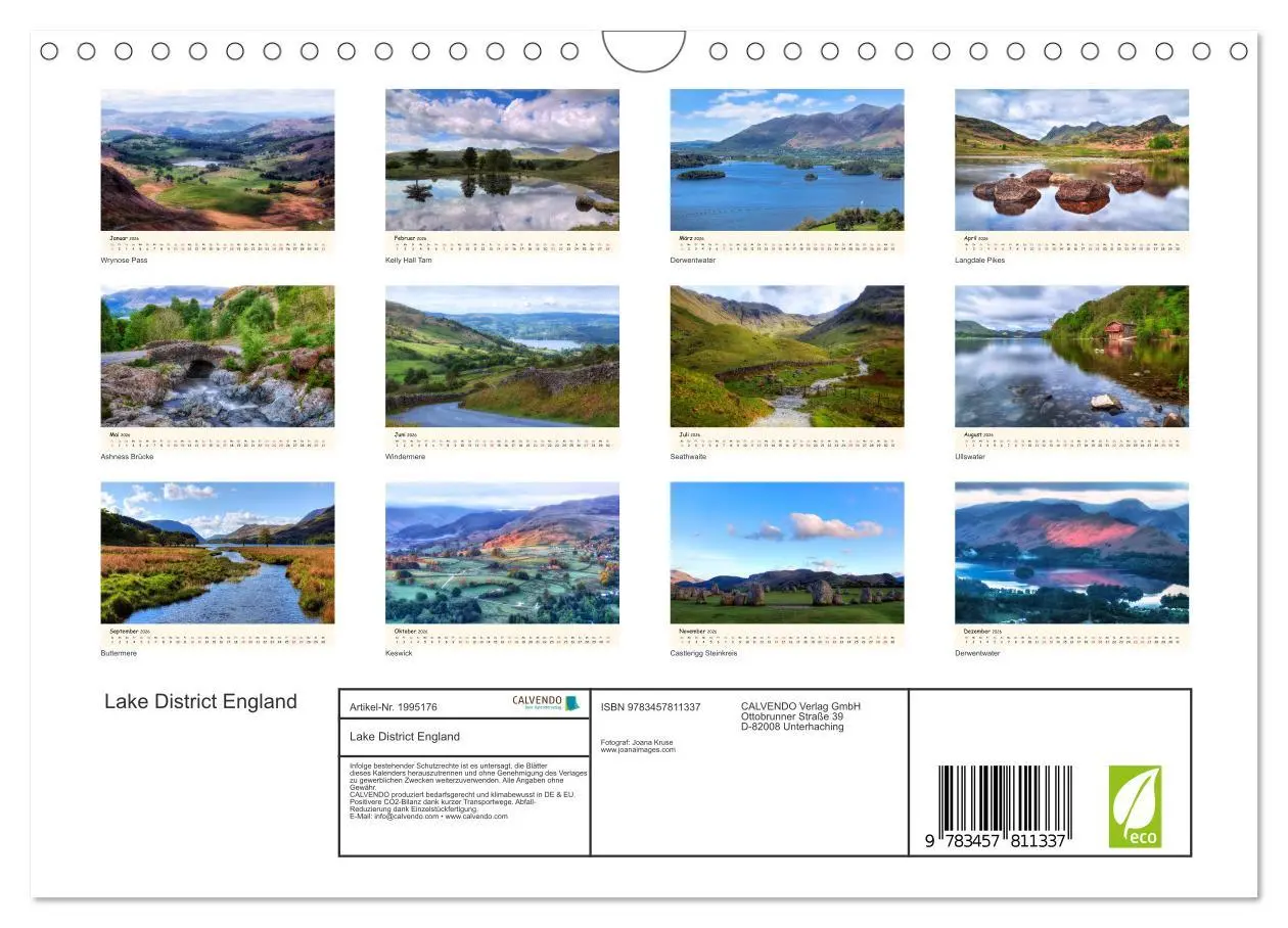 Bild: 9783457811337 | Lake District England (Wandkalender 2026 DIN A4 quer), CALVENDO...