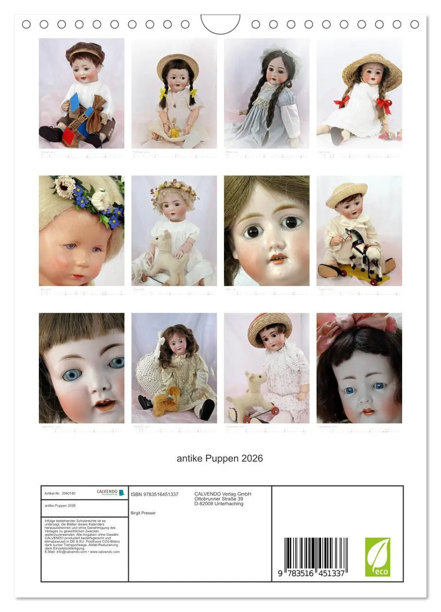 Bild: 9783516451337 | antike Puppen 2026 (Wandkalender 2026 DIN A4 hoch), CALVENDO...