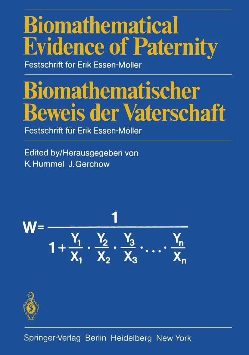Cover: 9783540111337 | Biomathematical Evidence of Paternity / Biomathematischer Beweis...