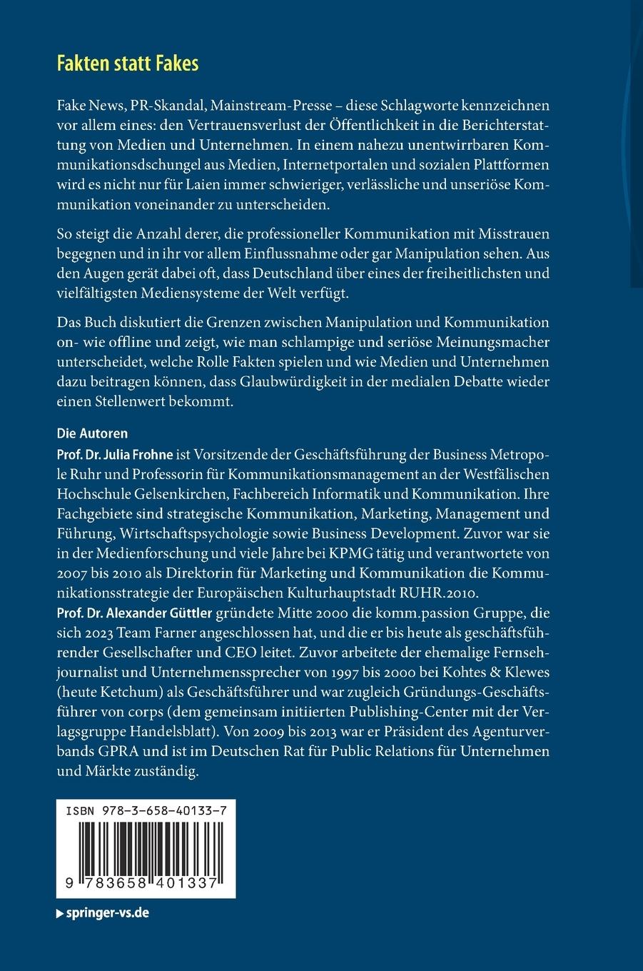 Rückseite: 9783658401337 | Fakten statt Fakes | Alexander Güttler (u. a.) | Buch | XVI | Deutsch