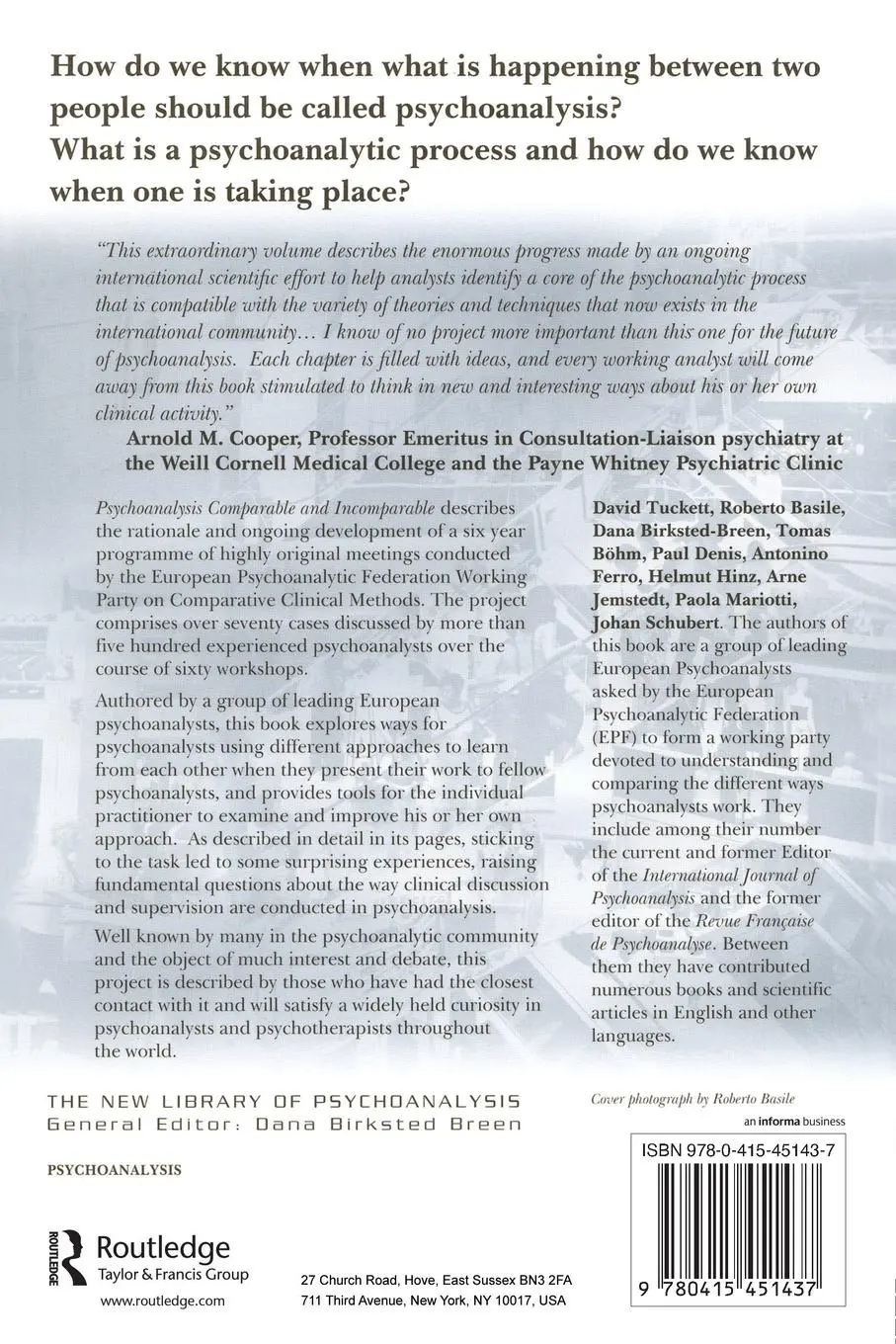 Rückseite: 9780415451437 | Psychoanalysis Comparable and Incomparable | David Tuckett | Buch