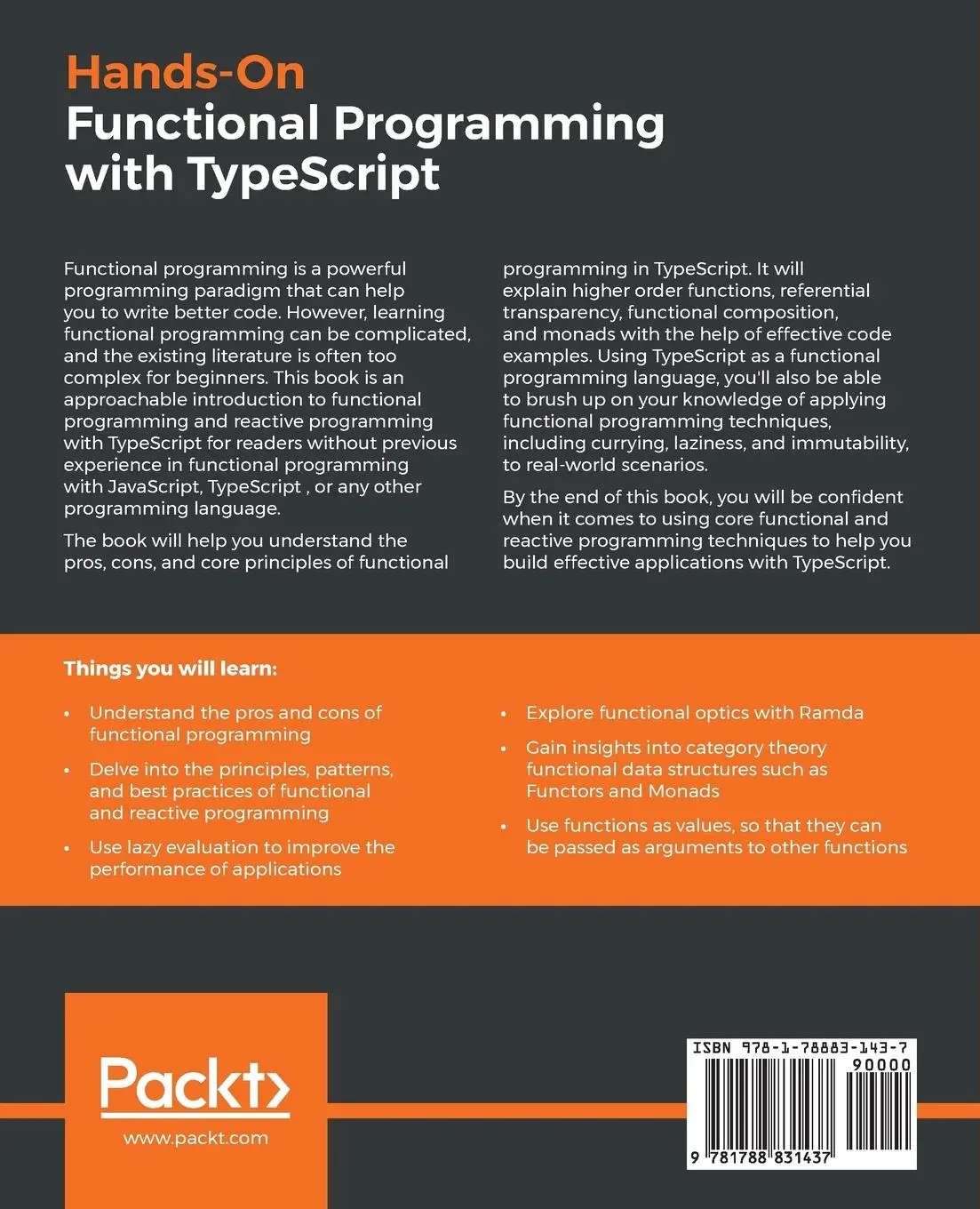 Rückseite: 9781788831437 | Hands-On Functional Programming with Typescript | Remo H Jansen | Buch
