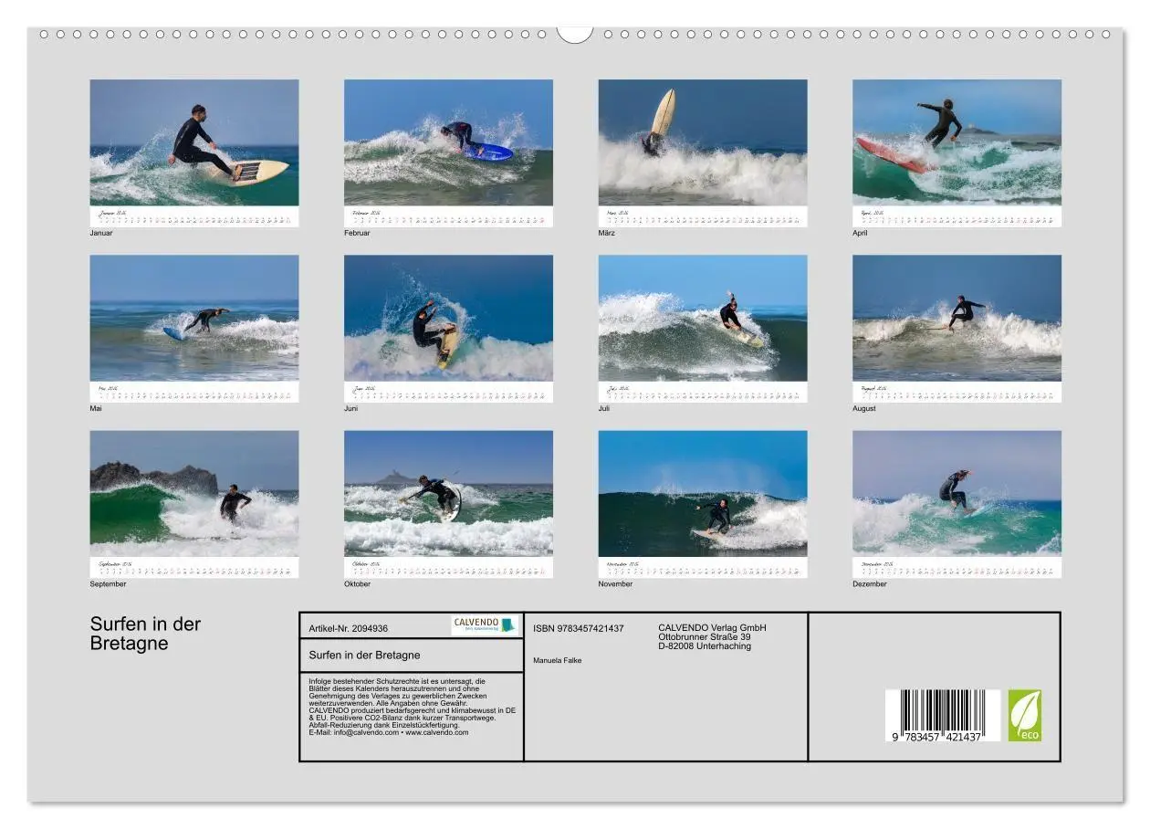 Bild: 9783457421437 | Surfen in der Bretagne (hochwertiger Premium Wandkalender 2026 DIN...