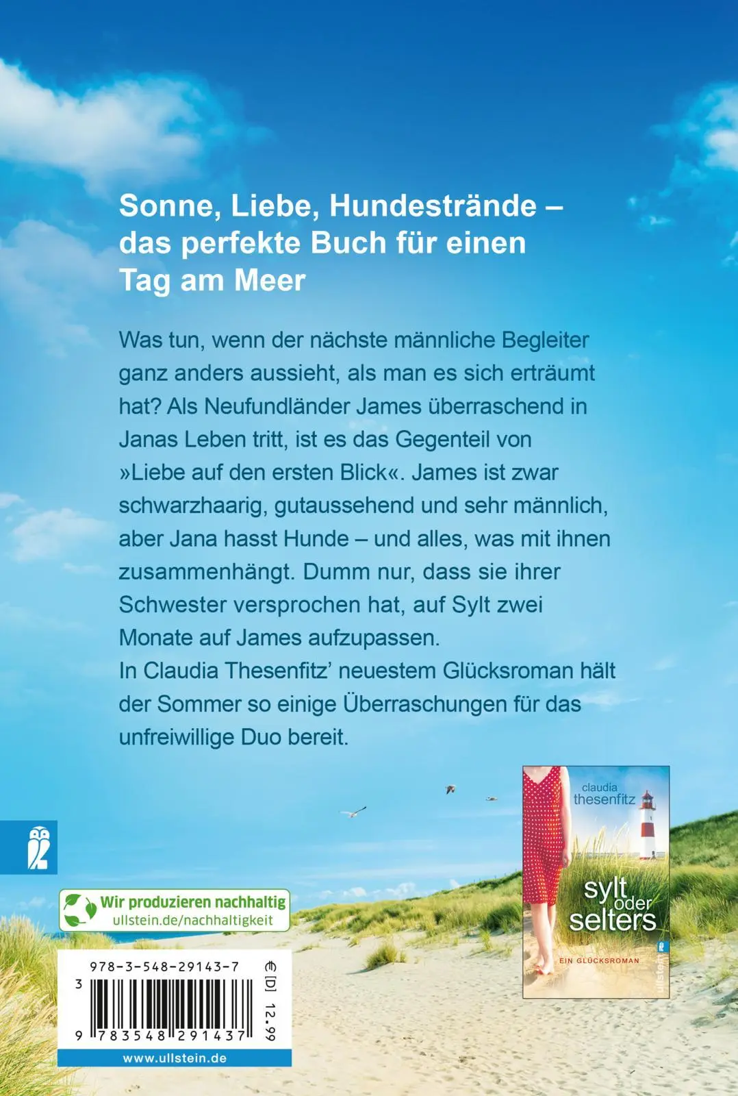 Rückseite: 9783548291437 | Mit James auf Sylt | Ein Glücksroman | Claudia Thesenfitz | Buch