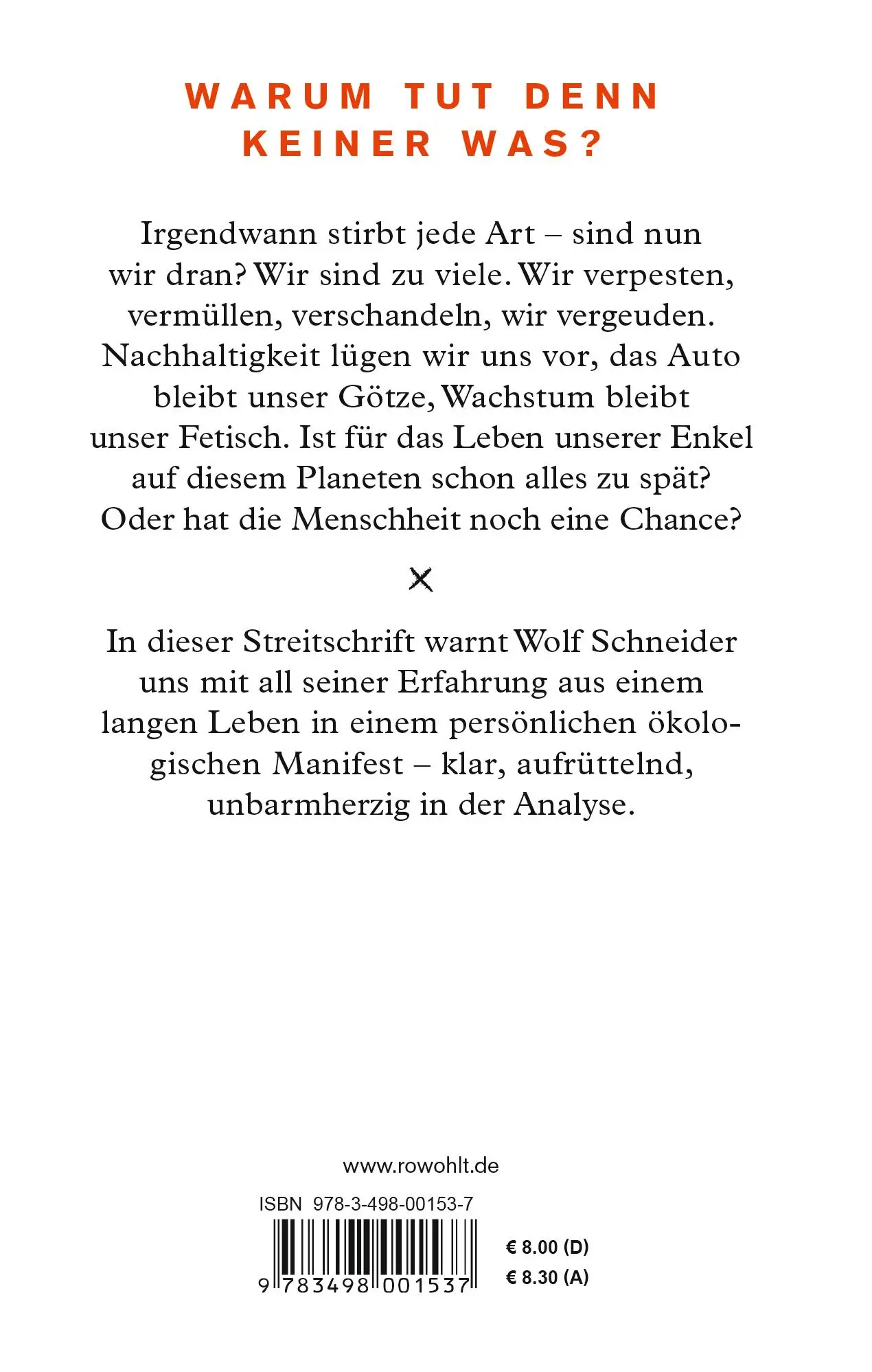 Rückseite: 9783498001537 | Denkt endlich an die Enkel! | Wolf Schneider | Buch | 80 S. | Deutsch