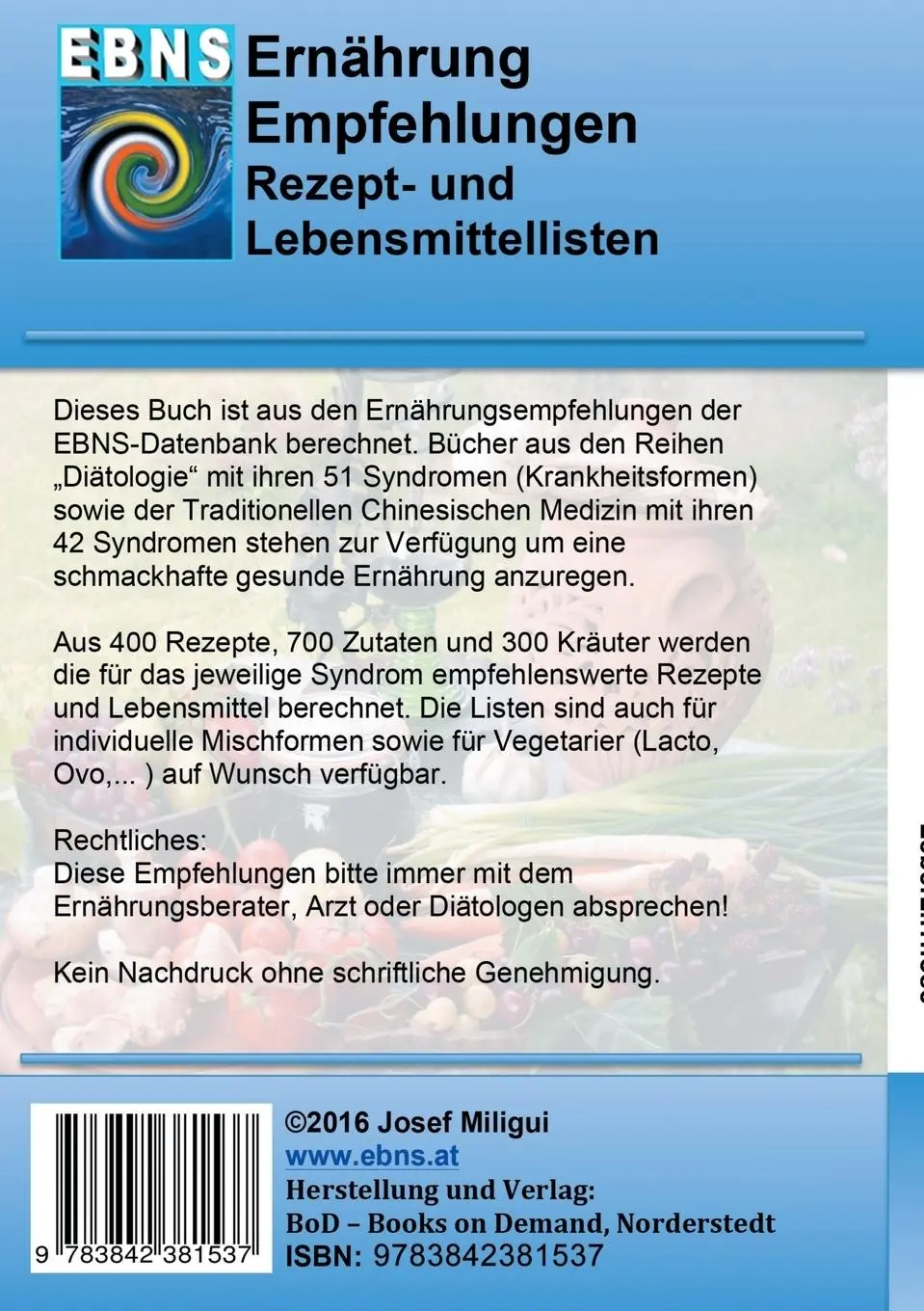 Rückseite: 9783842381537 | Ernährung bei Leberzirrhose | Ernährungsratgeber nach der Diätologie