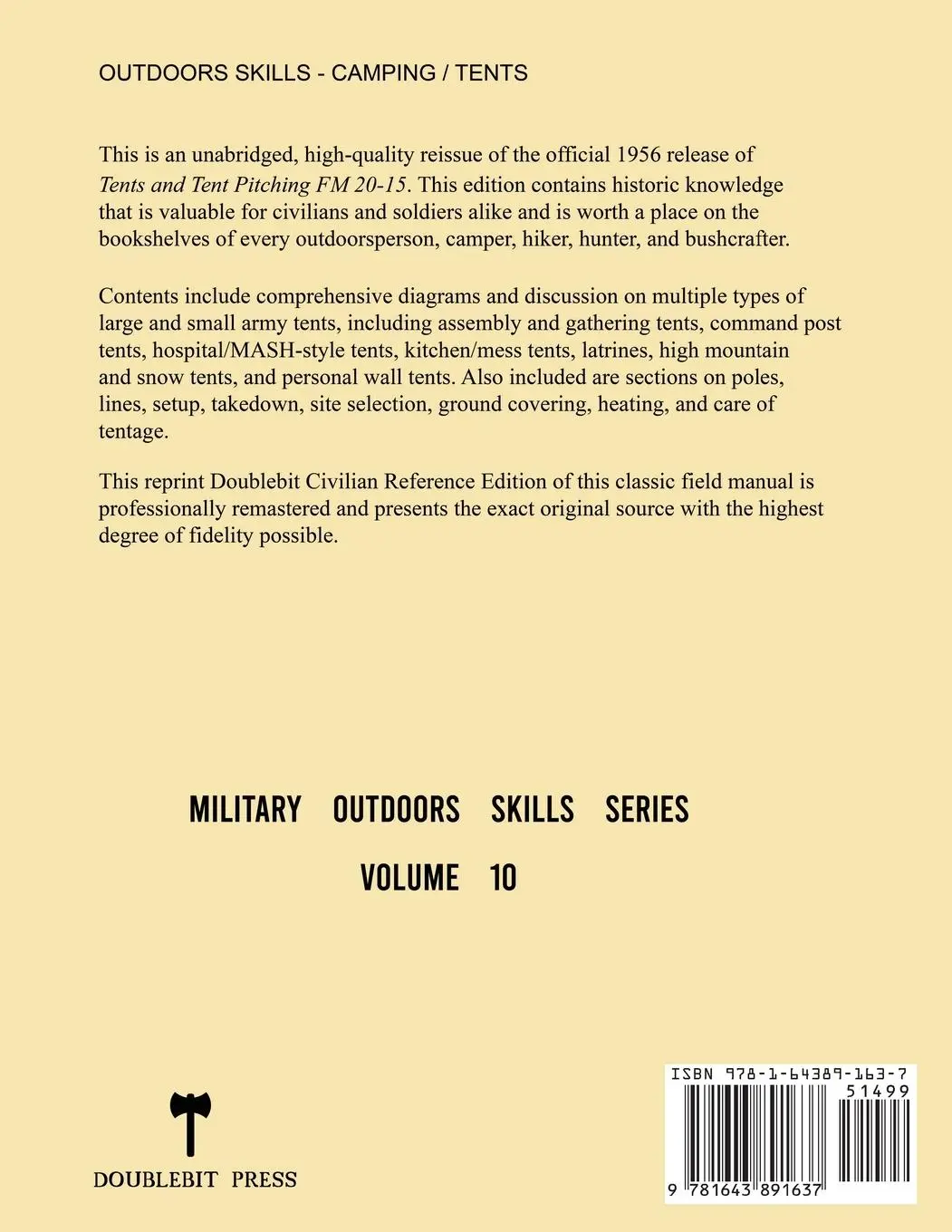 Rückseite: 9781643891637 | Tents and Tent Pitching - FM 20-15 US Army Field Manual (1956...
