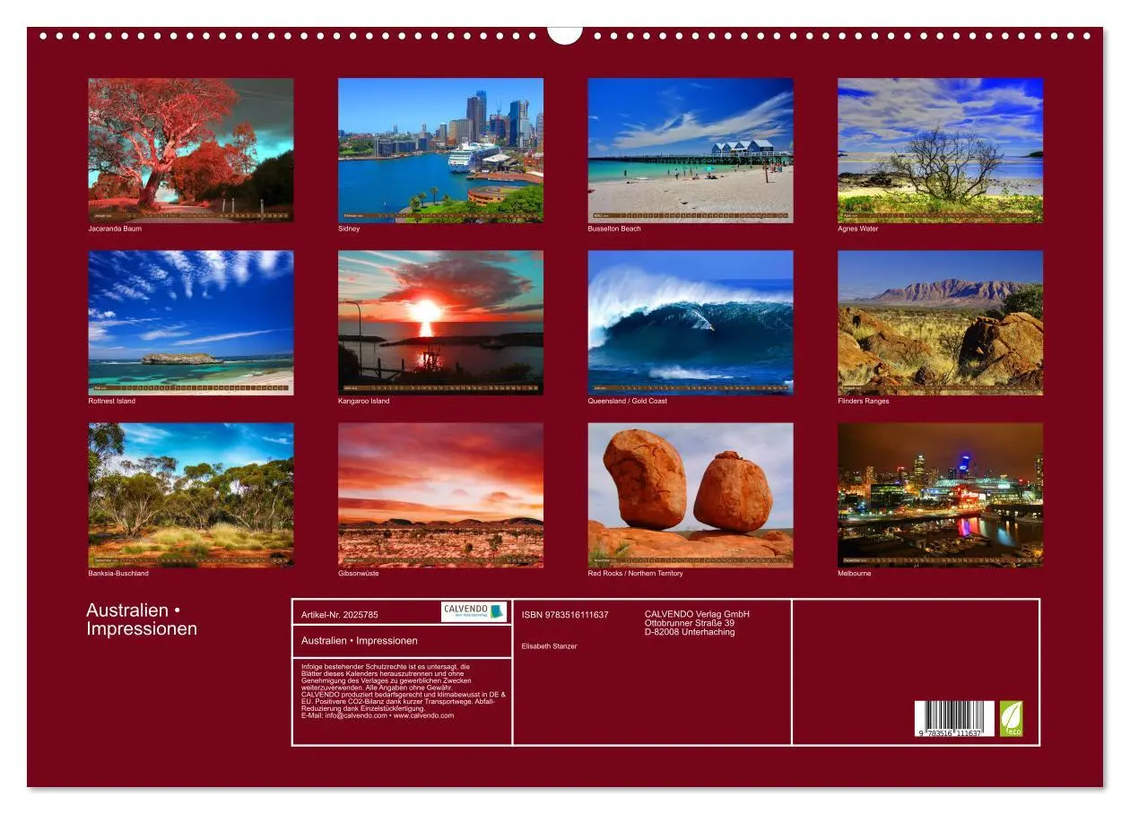 Bild: 9783516111637 | Australien ¿ Impressionen (Wandkalender 2026 DIN A2 quer), CALVENDO...
