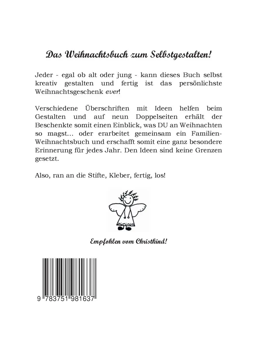 Rückseite: 9783751981637 | Weihnachten von MIR für DICH | ein Selbamachabuch von Marina Bauer