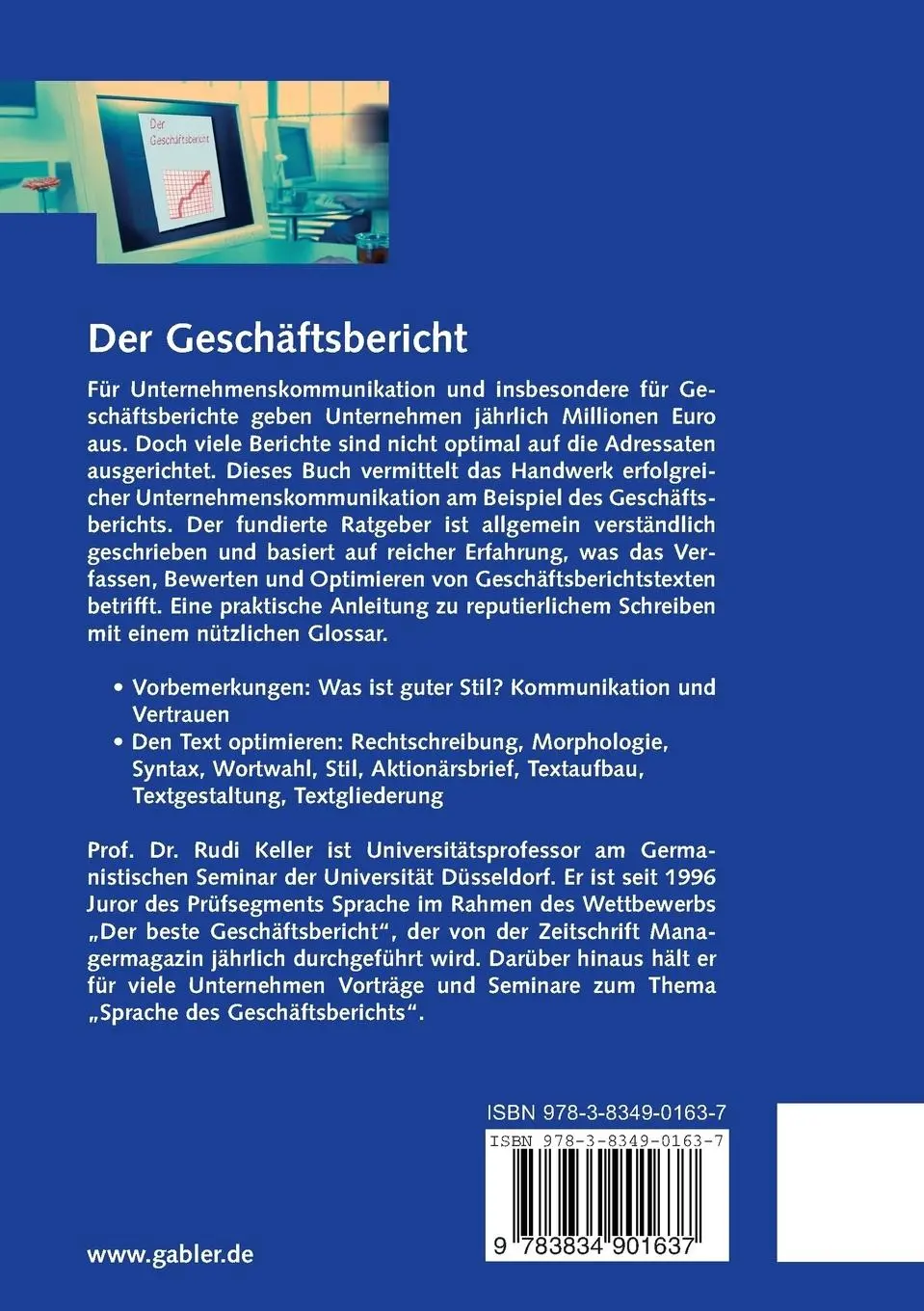Rückseite: 9783834901637 | Der Geschäftsbericht | Rudi Keller | Taschenbuch | xiv | Deutsch