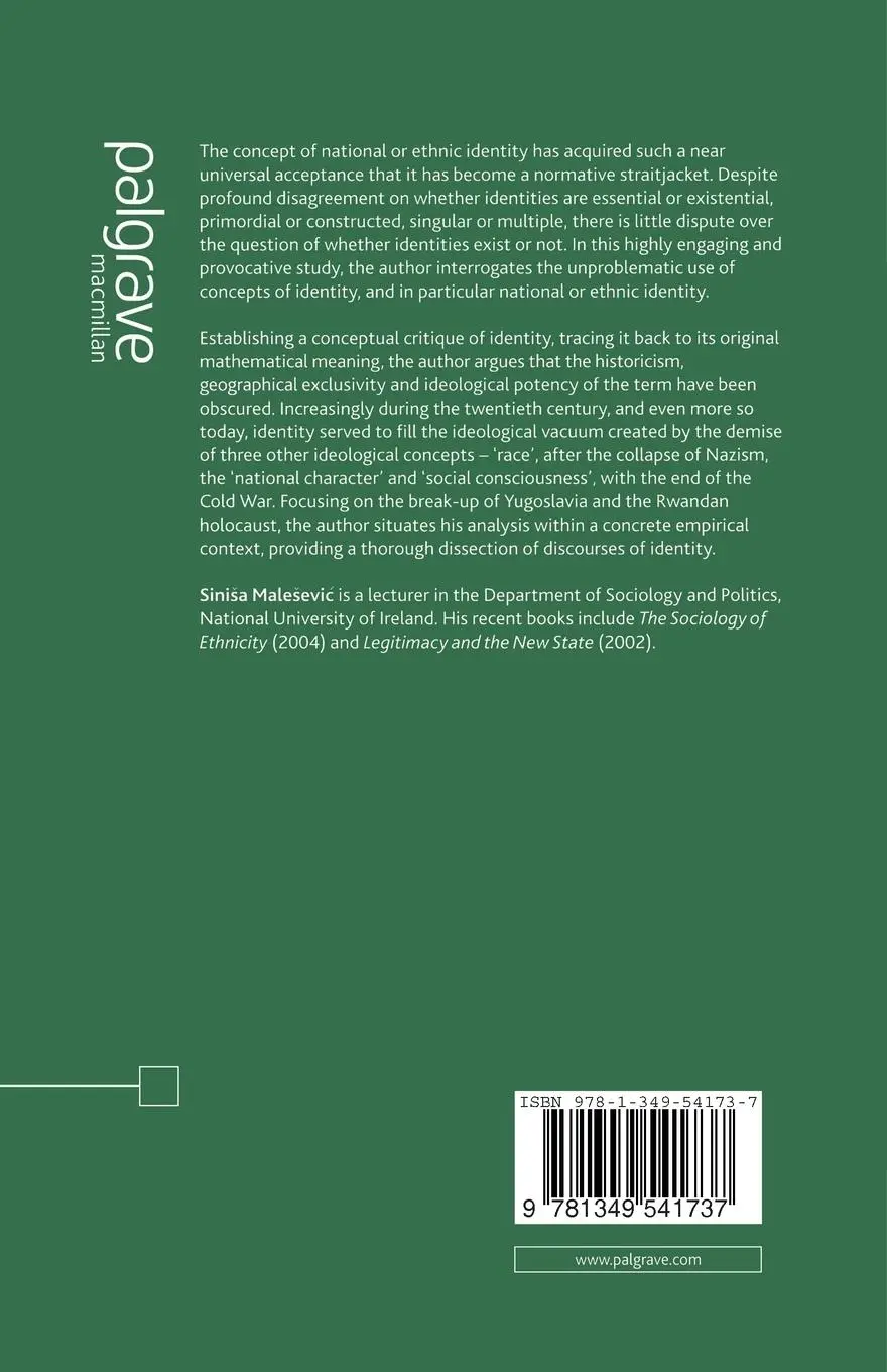 Rückseite: 9781349541737 | Identity as Ideology | Understanding Ethnicity and Nationalism | Buch
