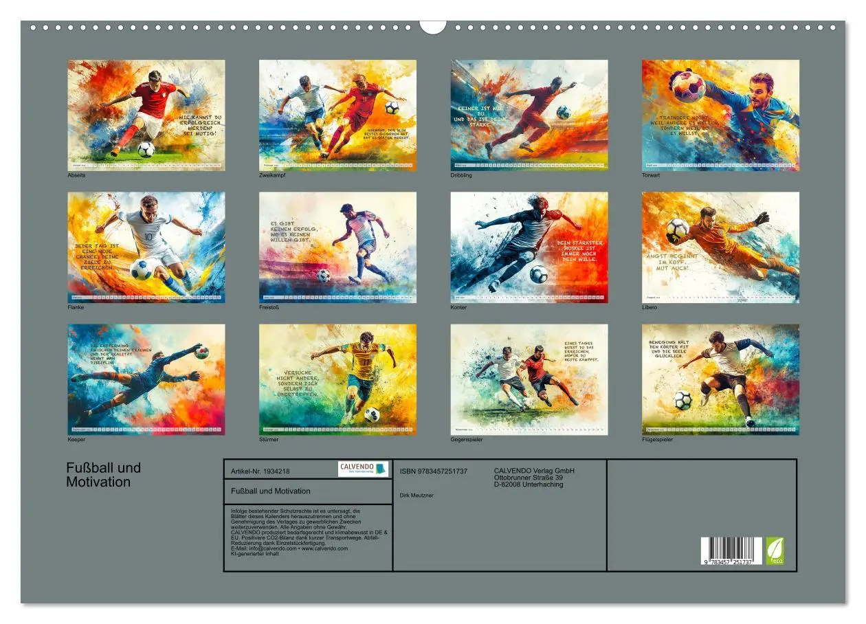 Bild: 9783457251737 | Fußball und Motivation (Wandkalender 2026 DIN A2 quer), CALVENDO...