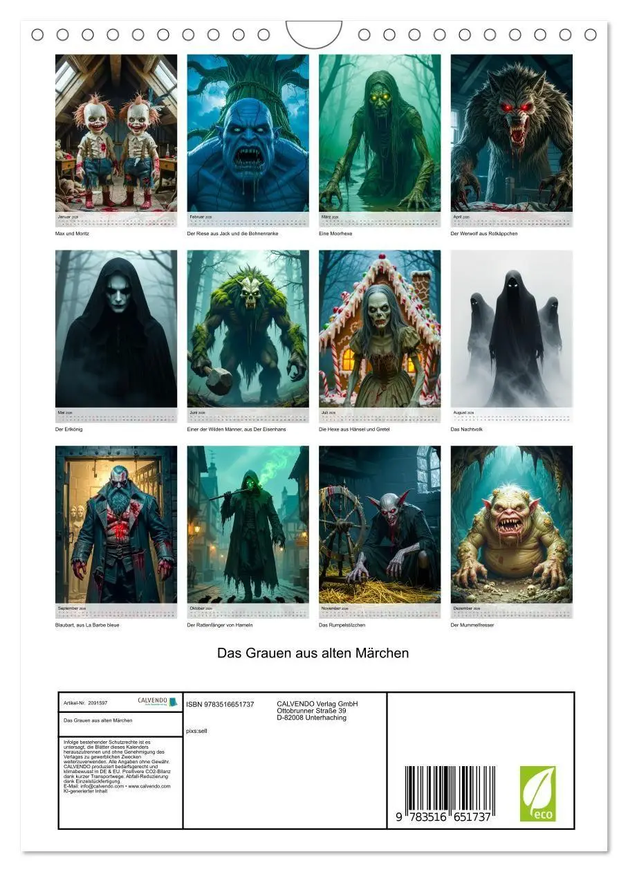 Bild: 9783516651737 | Das Grauen aus alten Märchen (Wandkalender 2026 DIN A4 hoch),...