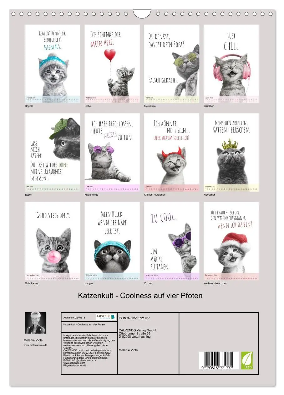 Bild: 9783516721737 | Katzenkult - Coolness auf vier Pfoten (Wandkalender 2026 DIN A3...