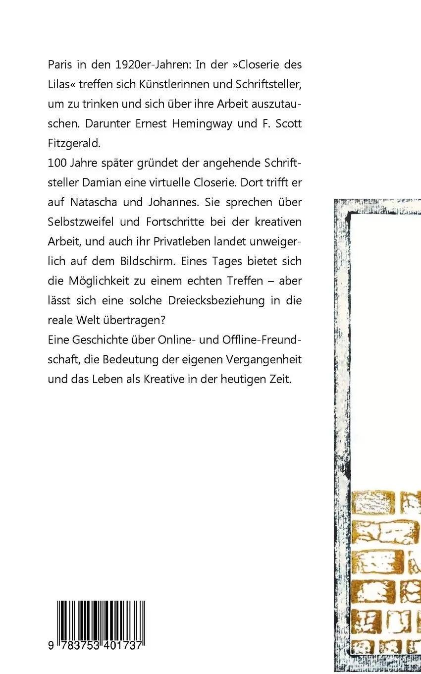 Rückseite: 9783753401737 | Die Closerie | Ein Roman über Kreativität | Angelina Roth | Buch