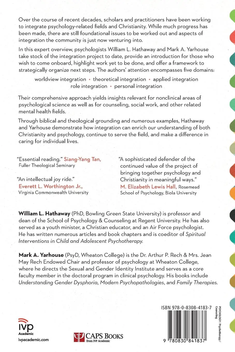 Rückseite: 9780830841837 | The Integration of Psychology and Christianity | Hathaway (u. a.)