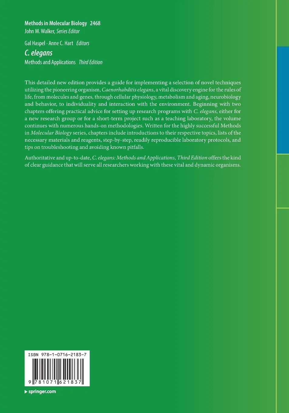 Rückseite: 9781071621837 | C. elegans | Methods and Applications | Gal Haspel (u. a.) | Buch | xi
