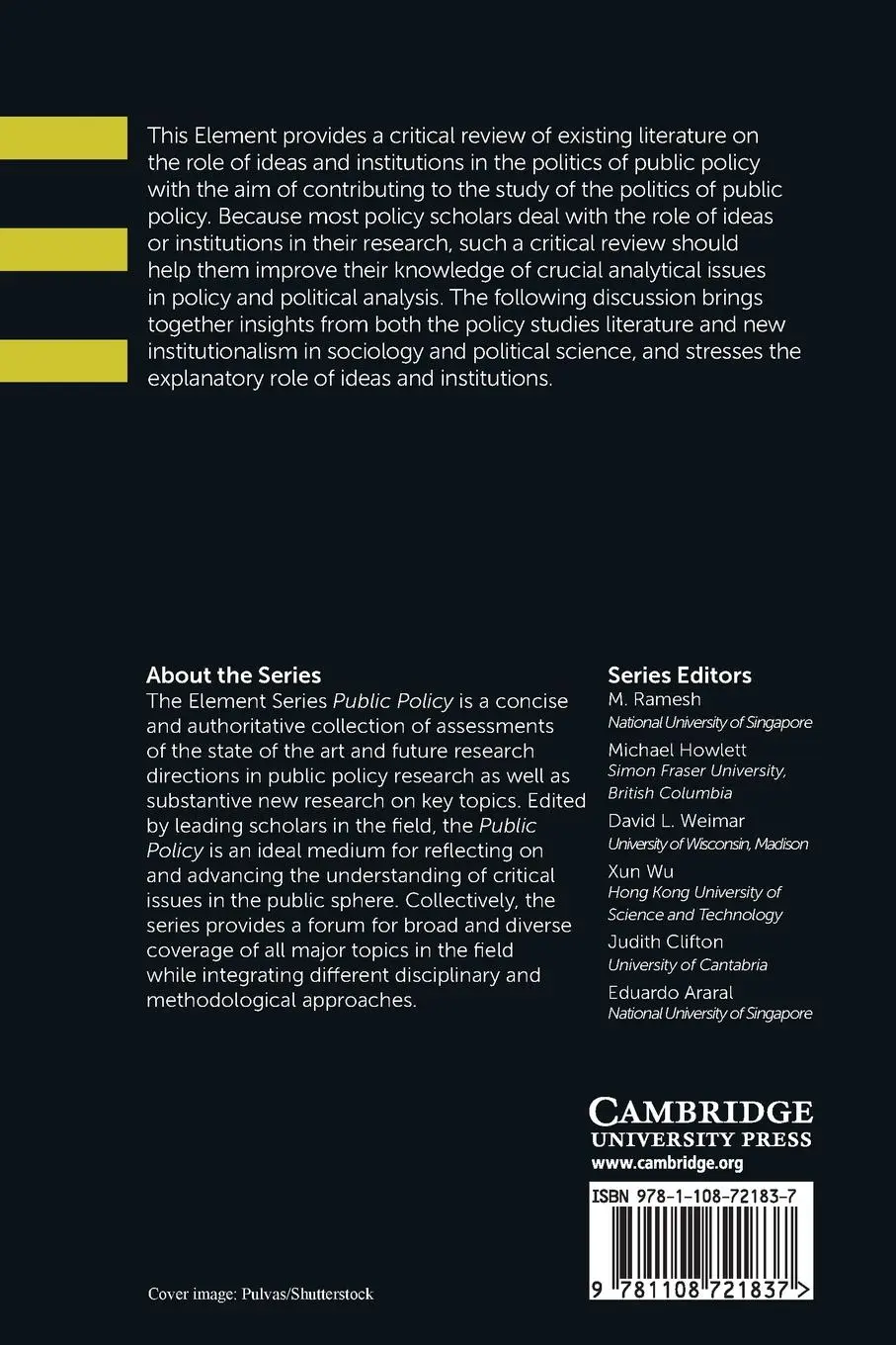 Rückseite: 9781108721837 | How Ideas and Institutions Shape the Politics of Public Policy | Buch