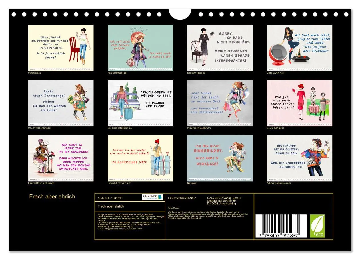 Bild: 9783457551837 | Frech aber ehrlich (Wandkalender 2026 DIN A4 quer), CALVENDO...
