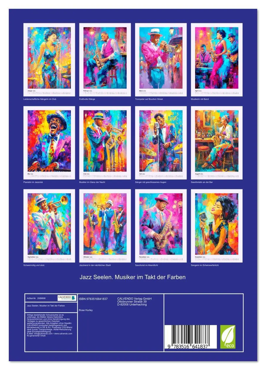 Bild: 9783516641837 | Jazz Seelen. Musiker im Takt der Farben (Wandkalender 2026 DIN A4...