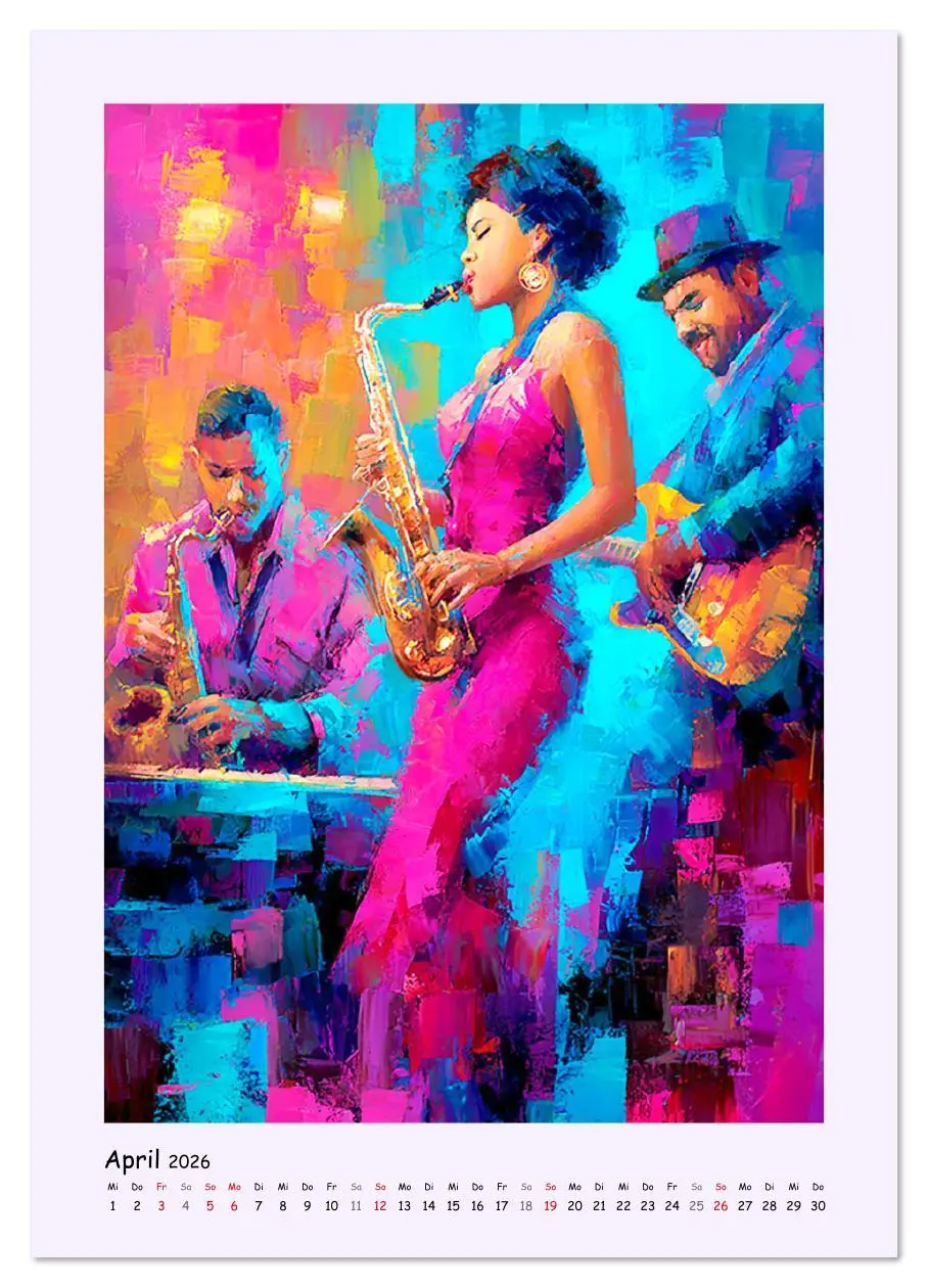 Bild: 9783516641837 | Jazz Seelen. Musiker im Takt der Farben (Wandkalender 2026 DIN A4...