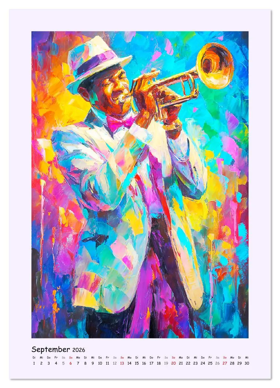 Bild: 9783516641837 | Jazz Seelen. Musiker im Takt der Farben (Wandkalender 2026 DIN A4...
