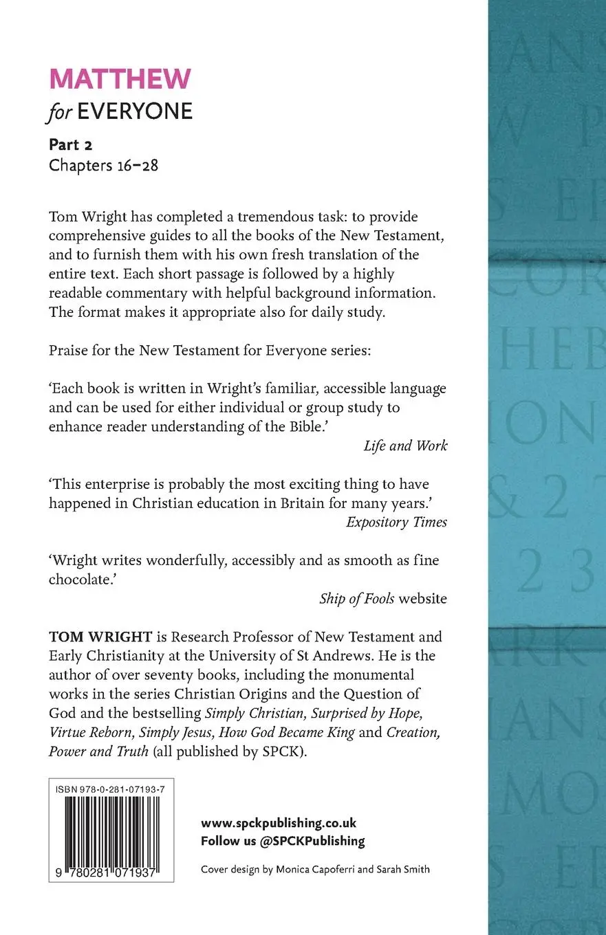 Rückseite: 9780281071937 | Matthew for Everyone | Part 2 | Tom Wright | Taschenbuch | Paperback