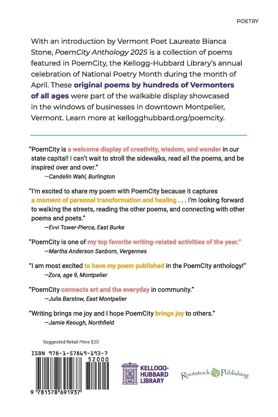 Rückseite: 9781578691937 | PoemCity Anthology 2025 | Taschenbuch | PoemCity | Englisch | 2025