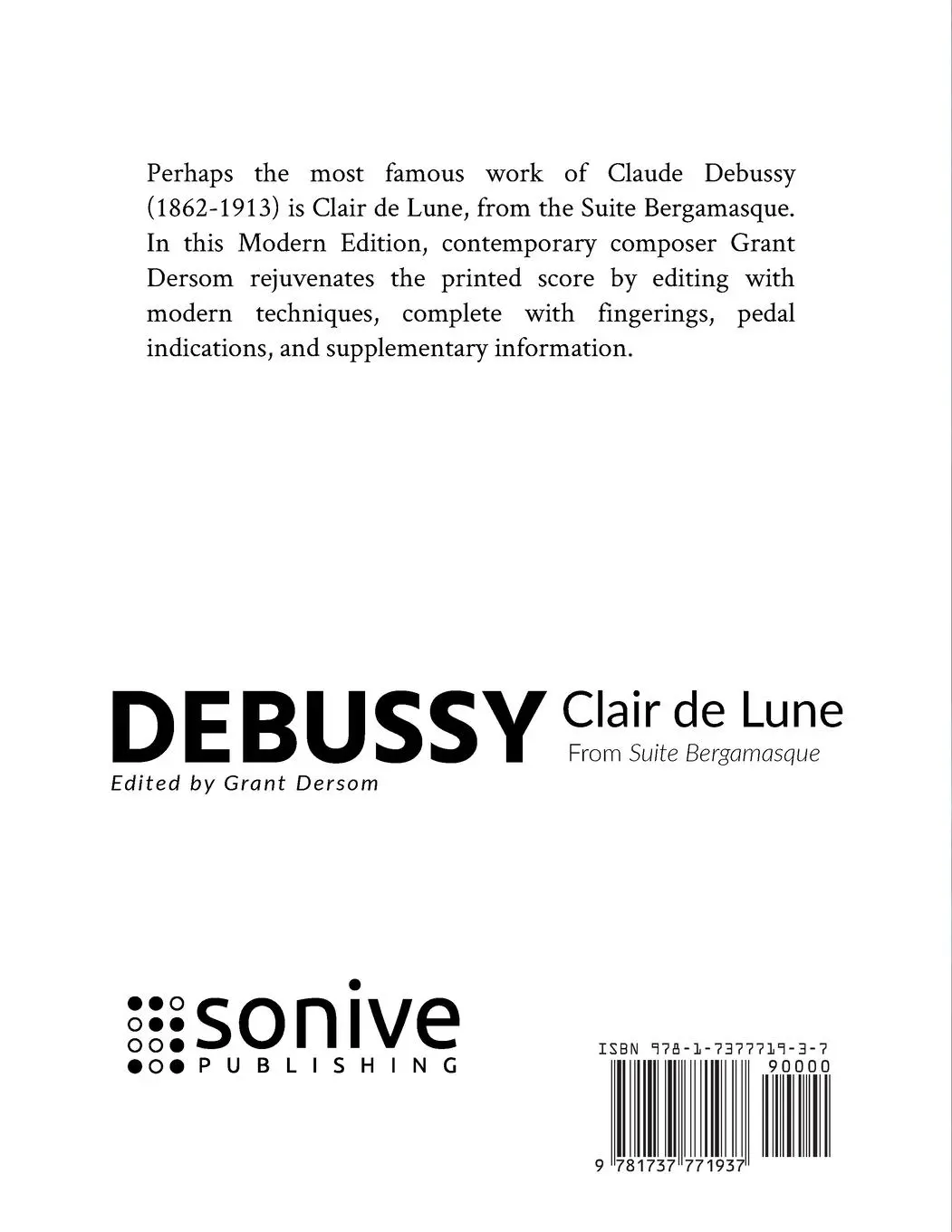 Rückseite: 9781737771937 | Clair de Lune (Modern Edition) | Claude Debussy | Taschenbuch | 2023