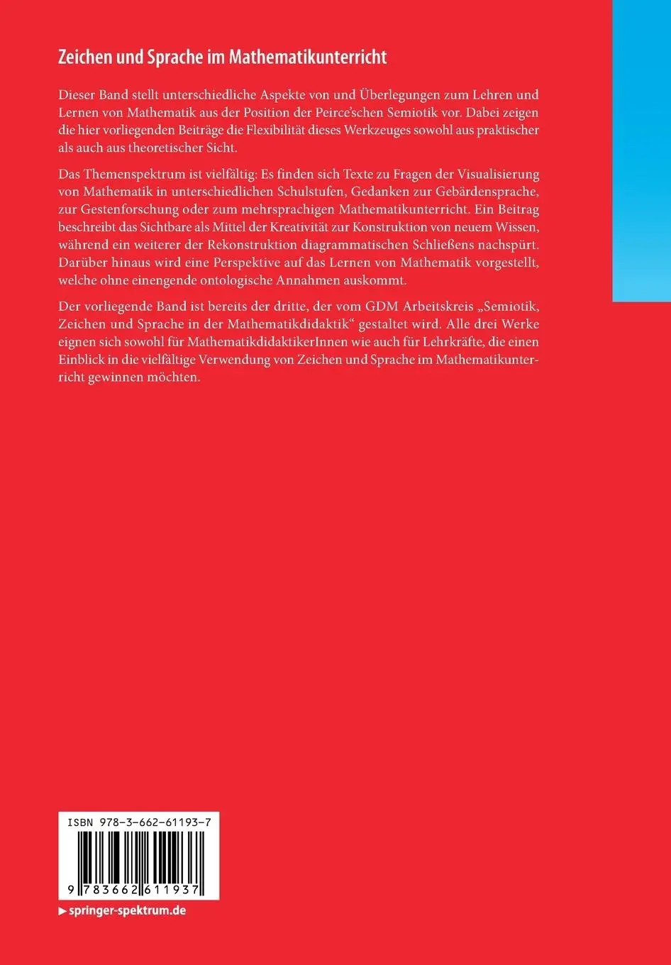 Rückseite: 9783662611937 | Zeichen und Sprache im Mathematikunterricht | Gert Kadunz | Buch | x