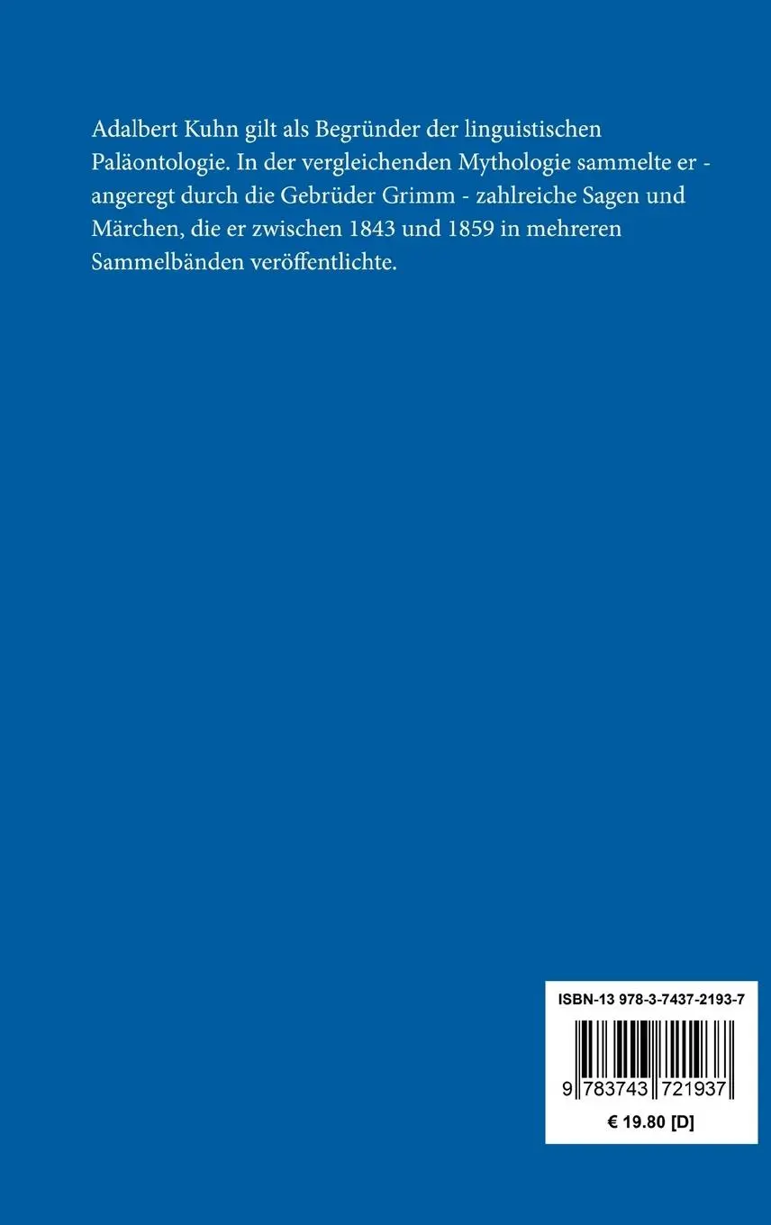 Rückseite: 9783743721937 | Märkische Sagen und Märchen | Adalbert Kuhn | Buch | 276 S. | Deutsch