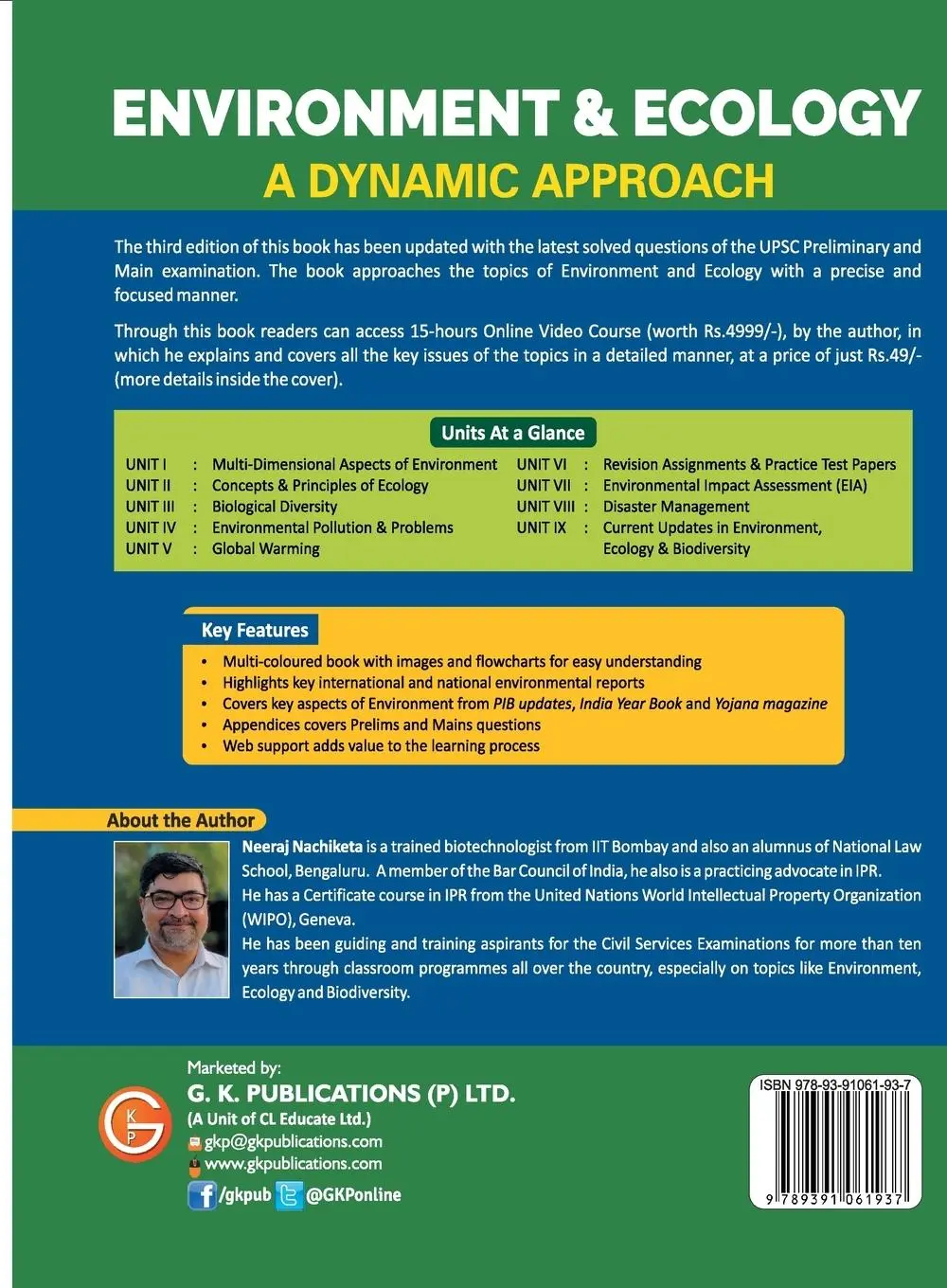 Rückseite: 9789391061937 | Environment and Ecology | A Dynamic Approach, 3e By GKP. | Nachiketa